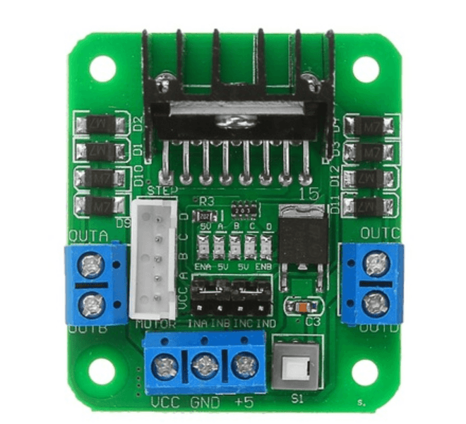 L298N Yeşil Çift H Bridge DC/Step Motor Sürücü Kartı