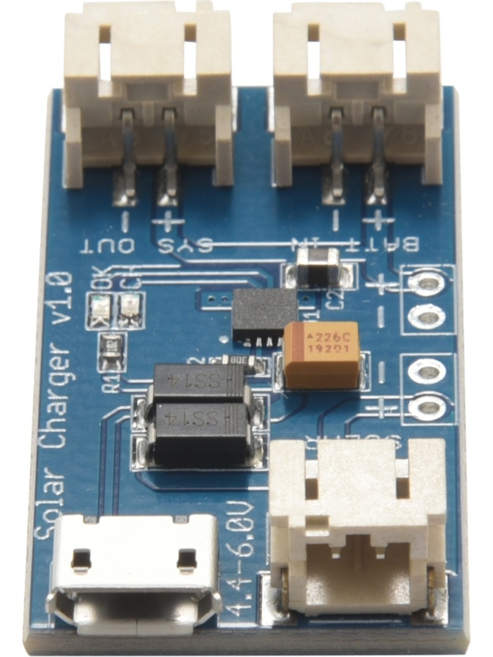 CN3065 mini güneş lityum pil şarj cihazı kurulu sürekli şarj akım 500mA li-po pil güneş paneli 2 pin JST konnektörü