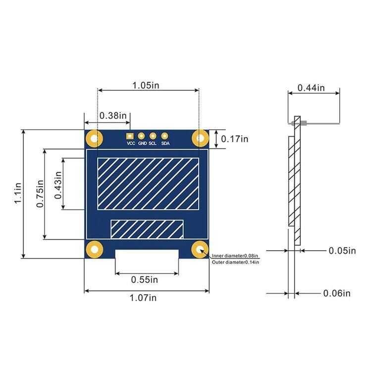 128x64 0.96 inch Oled Grafik Lcd Ekran - 4 Pin  mavi-sarı