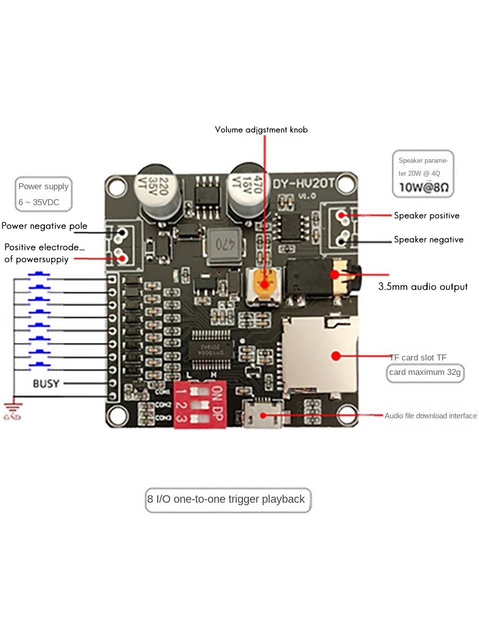 DY-HV20T Ses Çalma MP3 Modül
