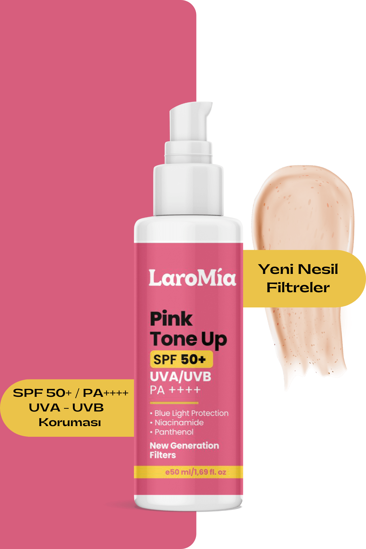 1 ALANA 1 BEDAVA ❤️  Pembe Güneş Koruyucu Krem Spf50+ Pa++++ 50 Ml