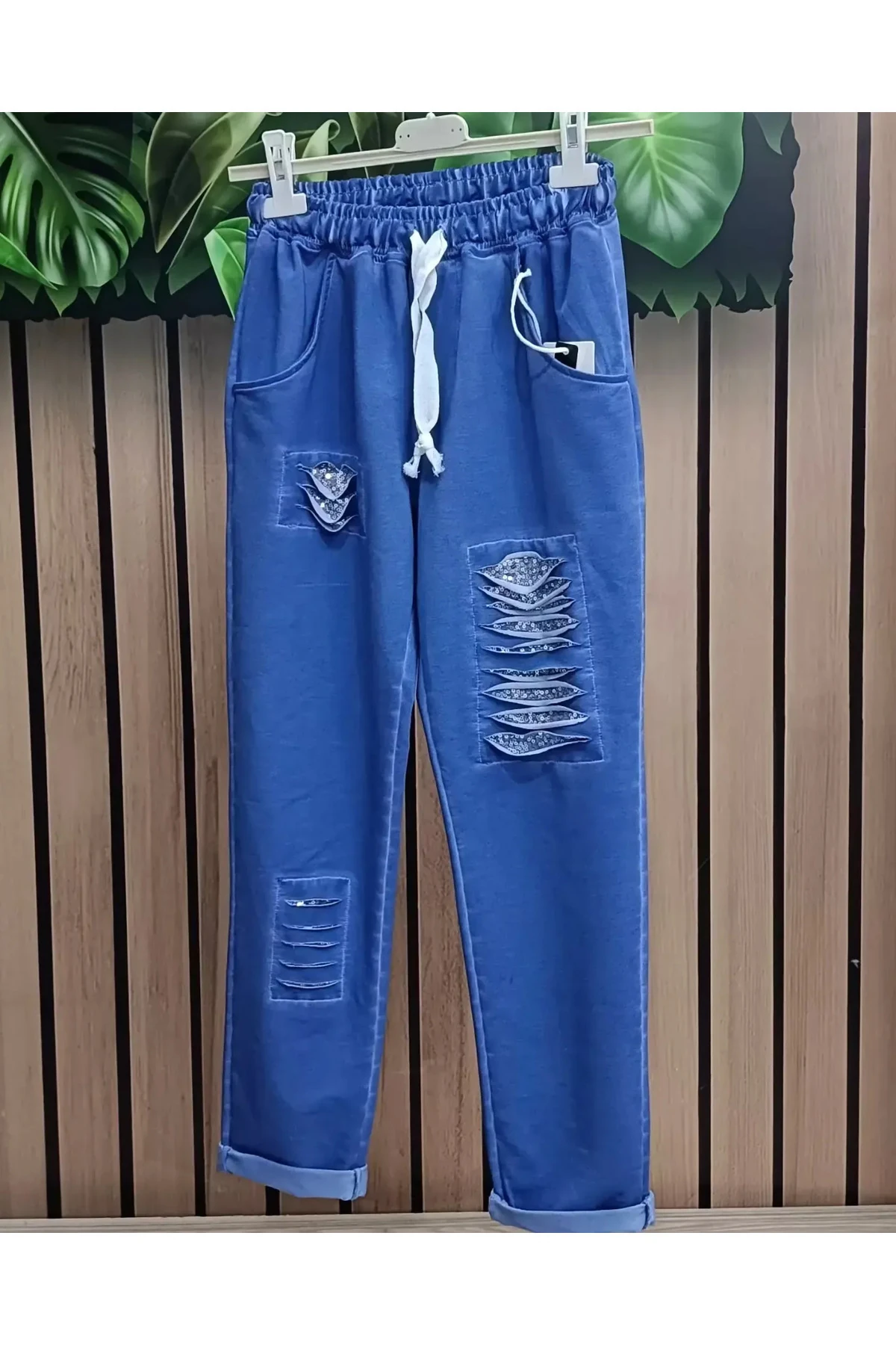 Mavi payetli eşofman