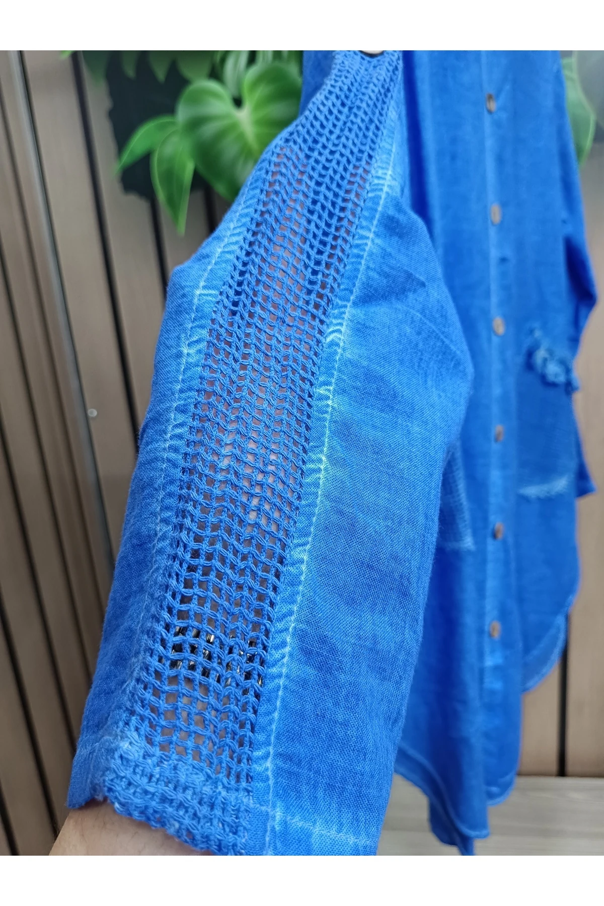 Kapşonsuz pamuk keten gömlek