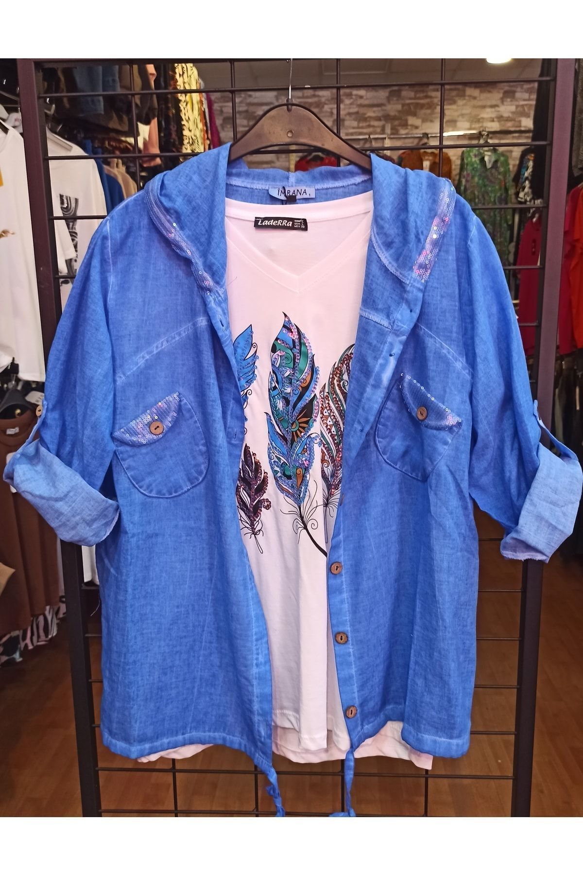 Saks Mavisi Keten Gömlek