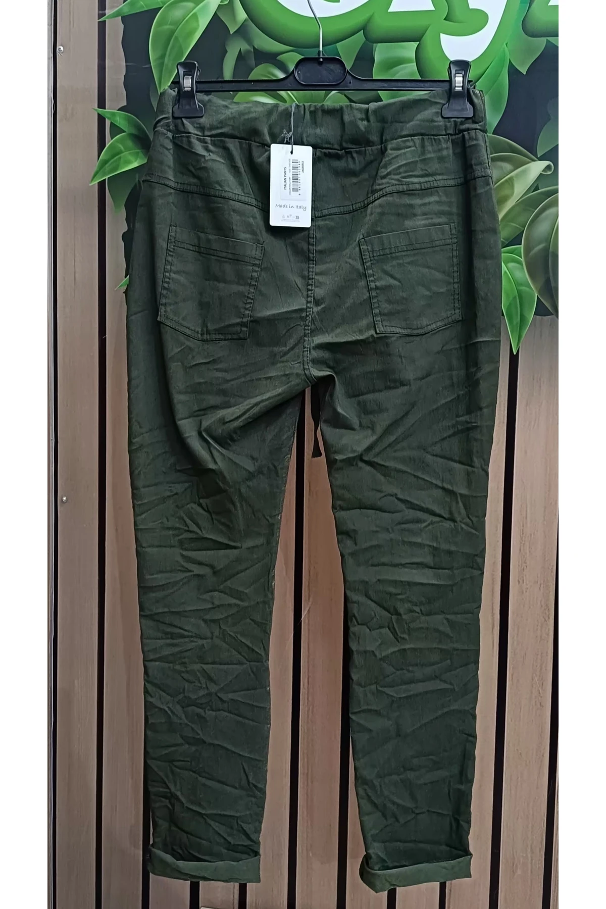Gold varaklı yeşil İtalyan pantolon
