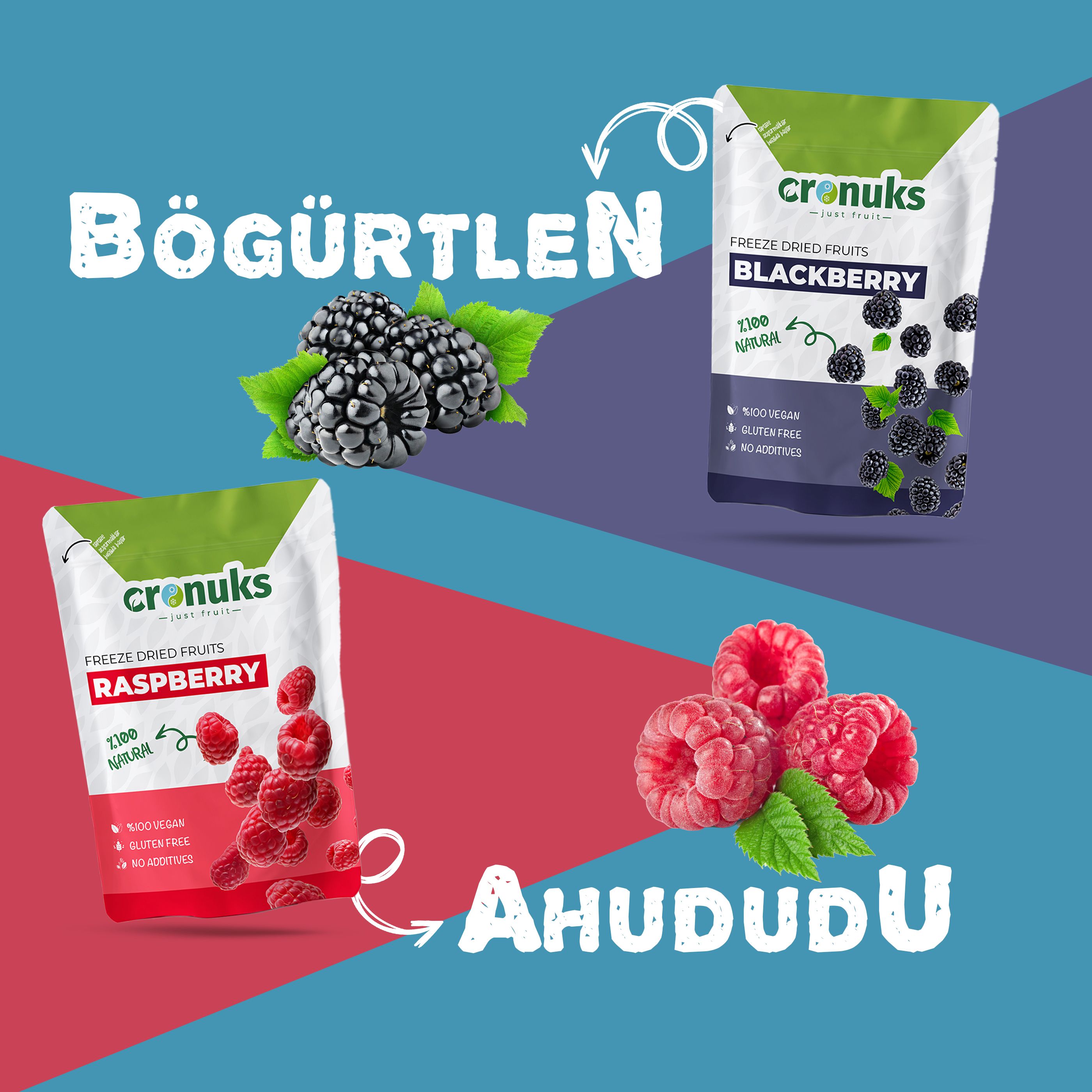 Freeze Dried 2'li Orman Meyveleri Böğürtlen - Ahududu