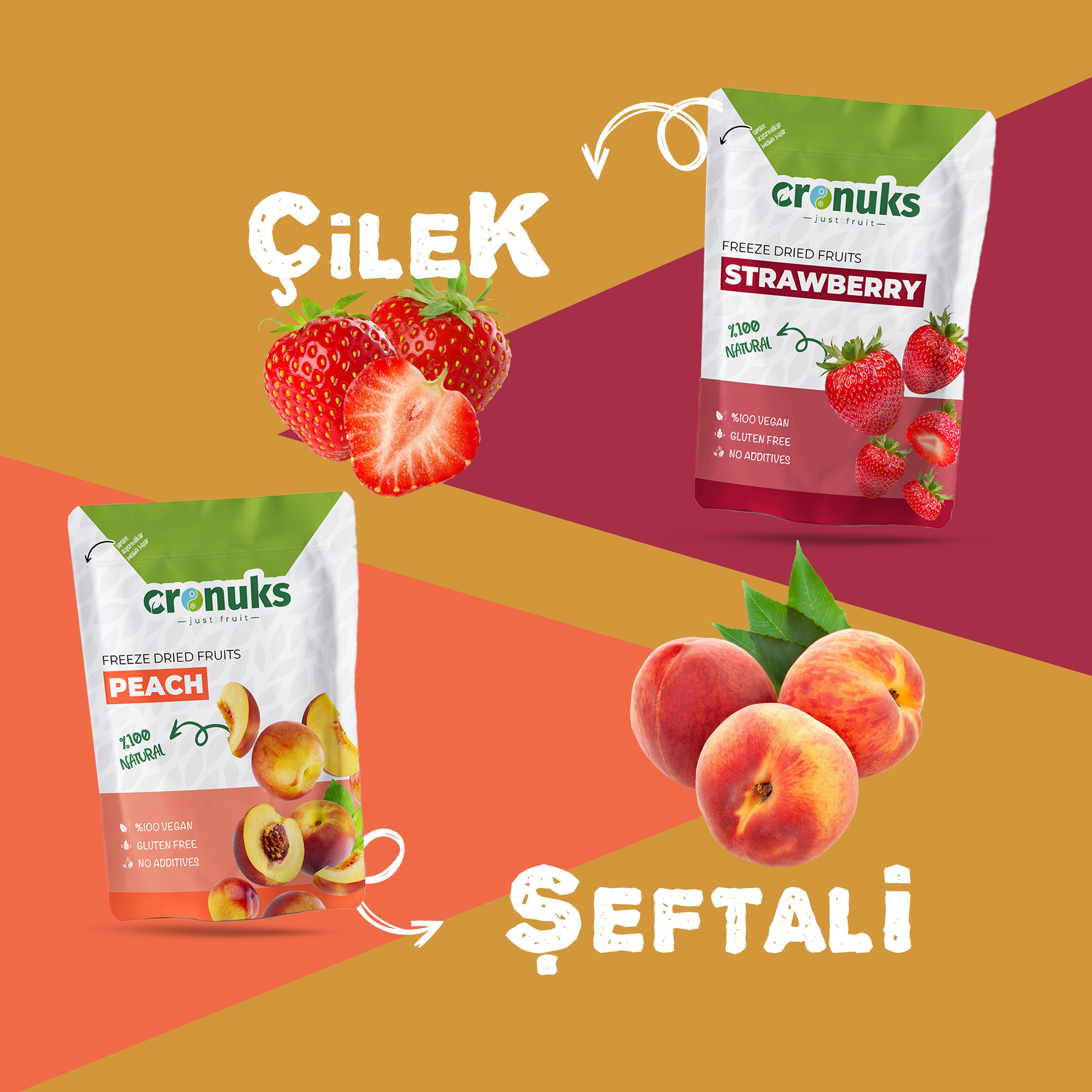 Freeze Dried 2'li Sezonluk Paket Çilek - Şeftali