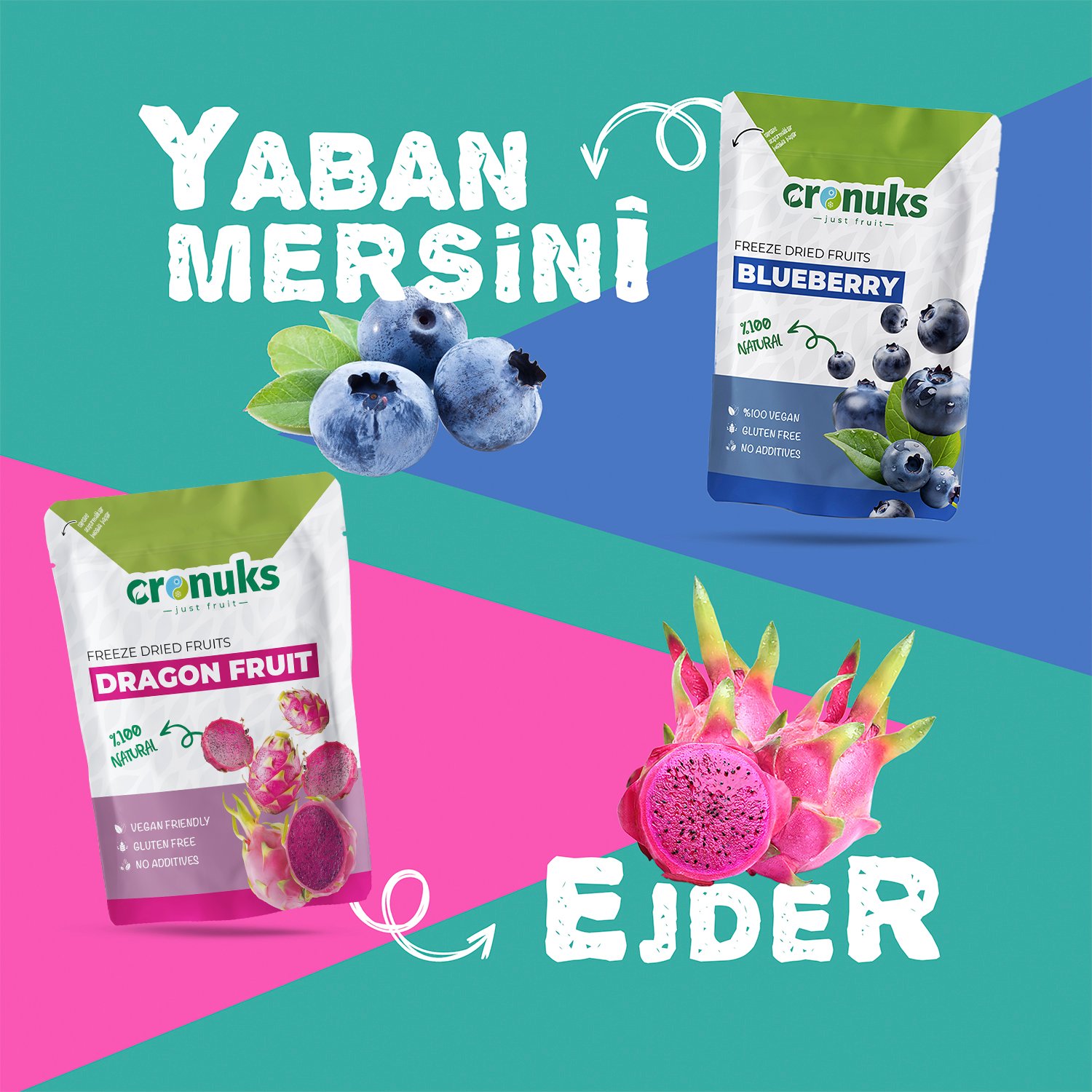 Freeze Dried 2'li C Vitamini Yaban Mersini - Ejder Meyvesi