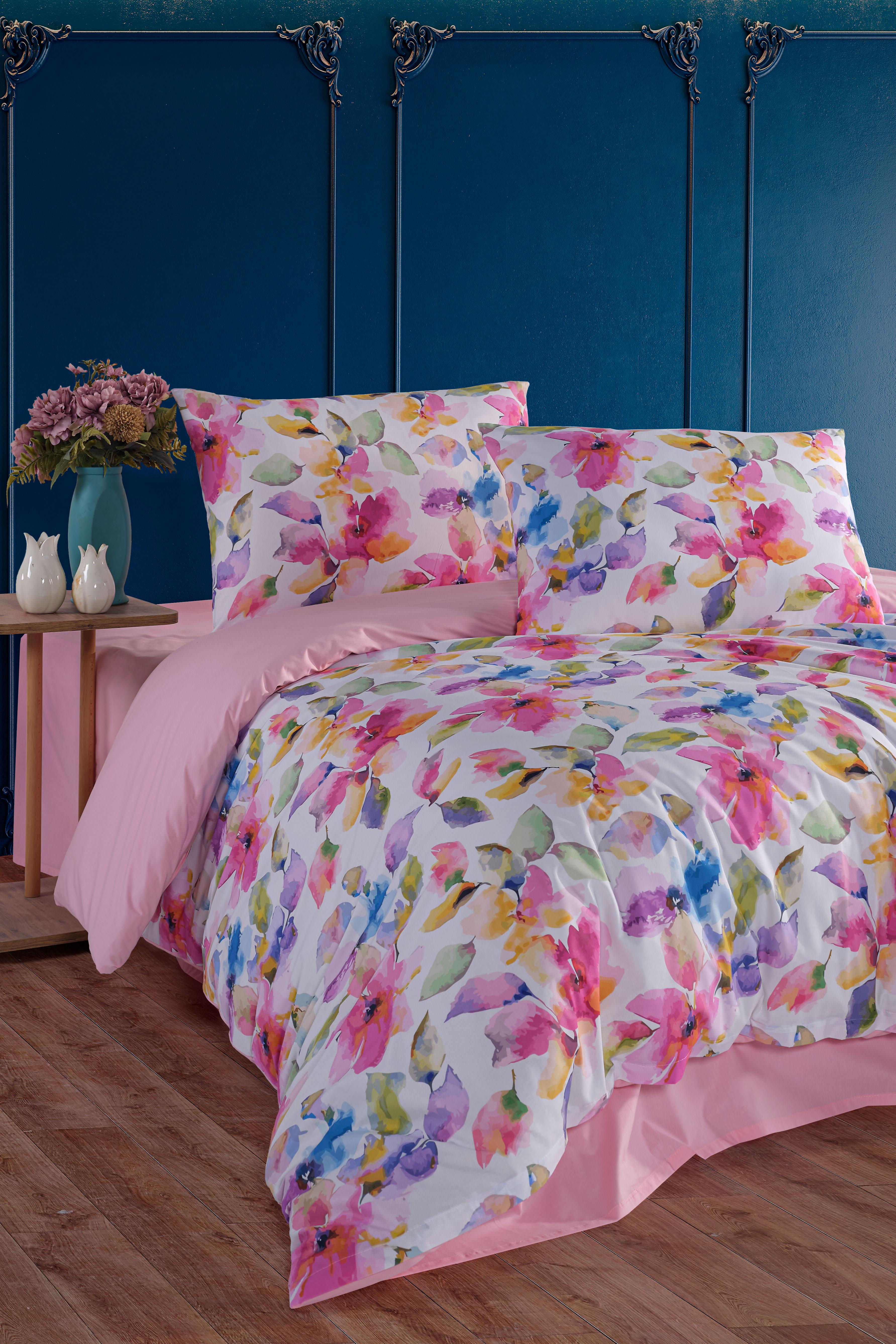 Flowers %100 Pamuk Çift Kişilik Nevresim Takımı