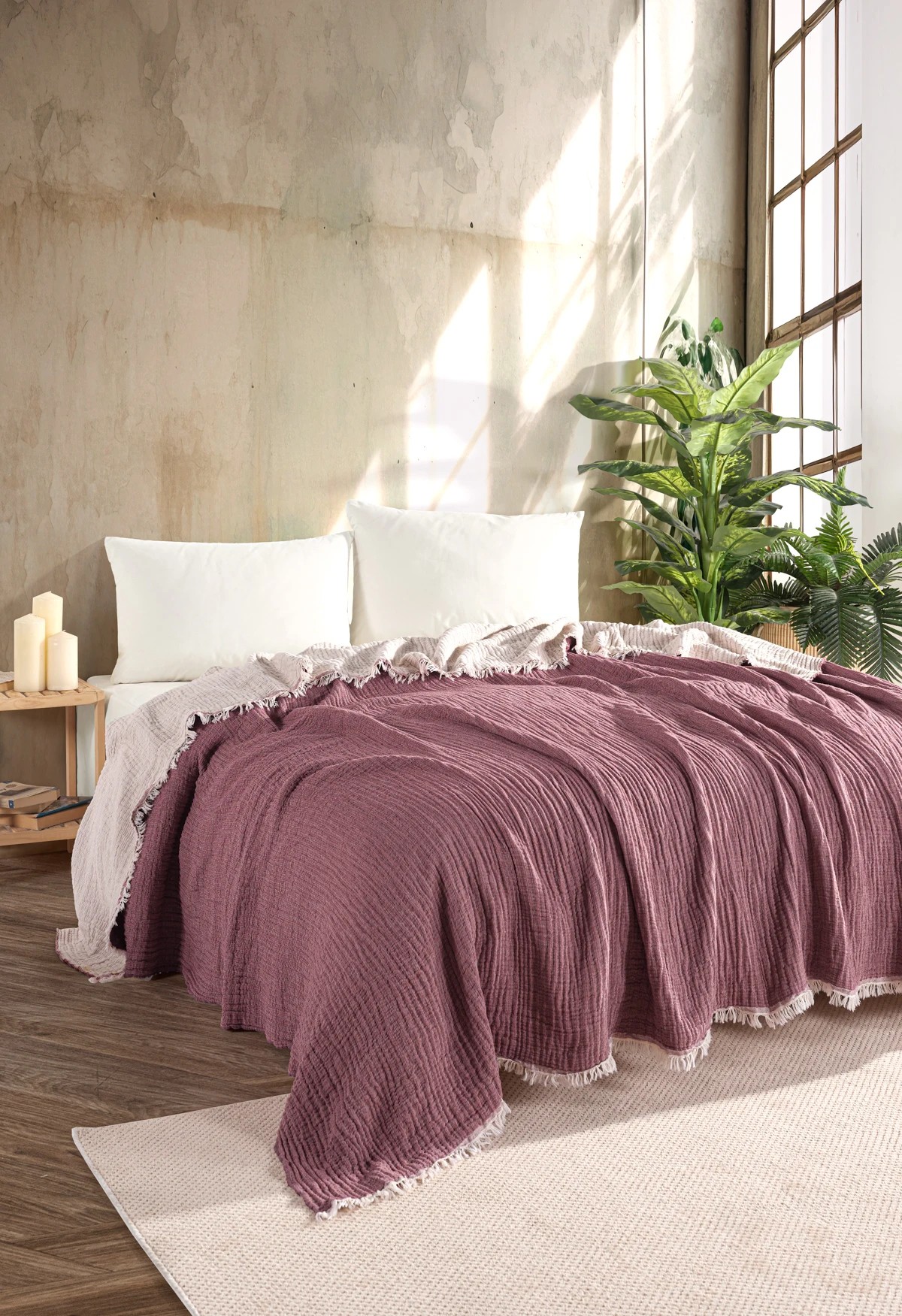 DAMSON I 4 KAT MÜSLİN ÇİFT KİŞİLİK YATAK ÖRTÜSÜ/ PİKE TAKIMI