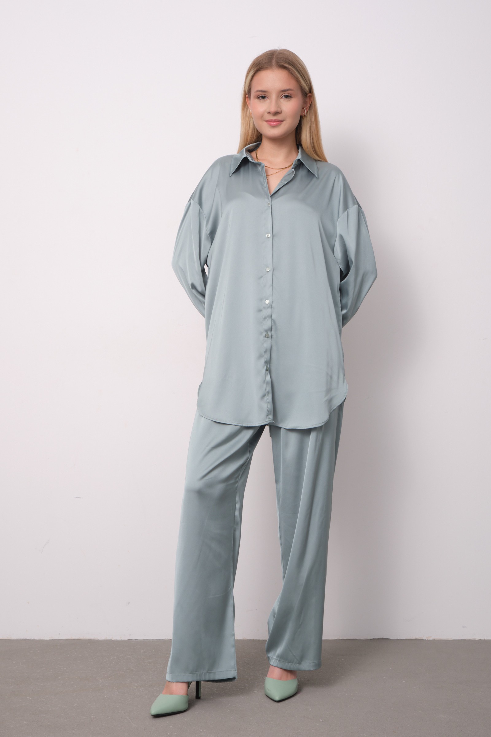 986 Oversize Saten Tunik 
