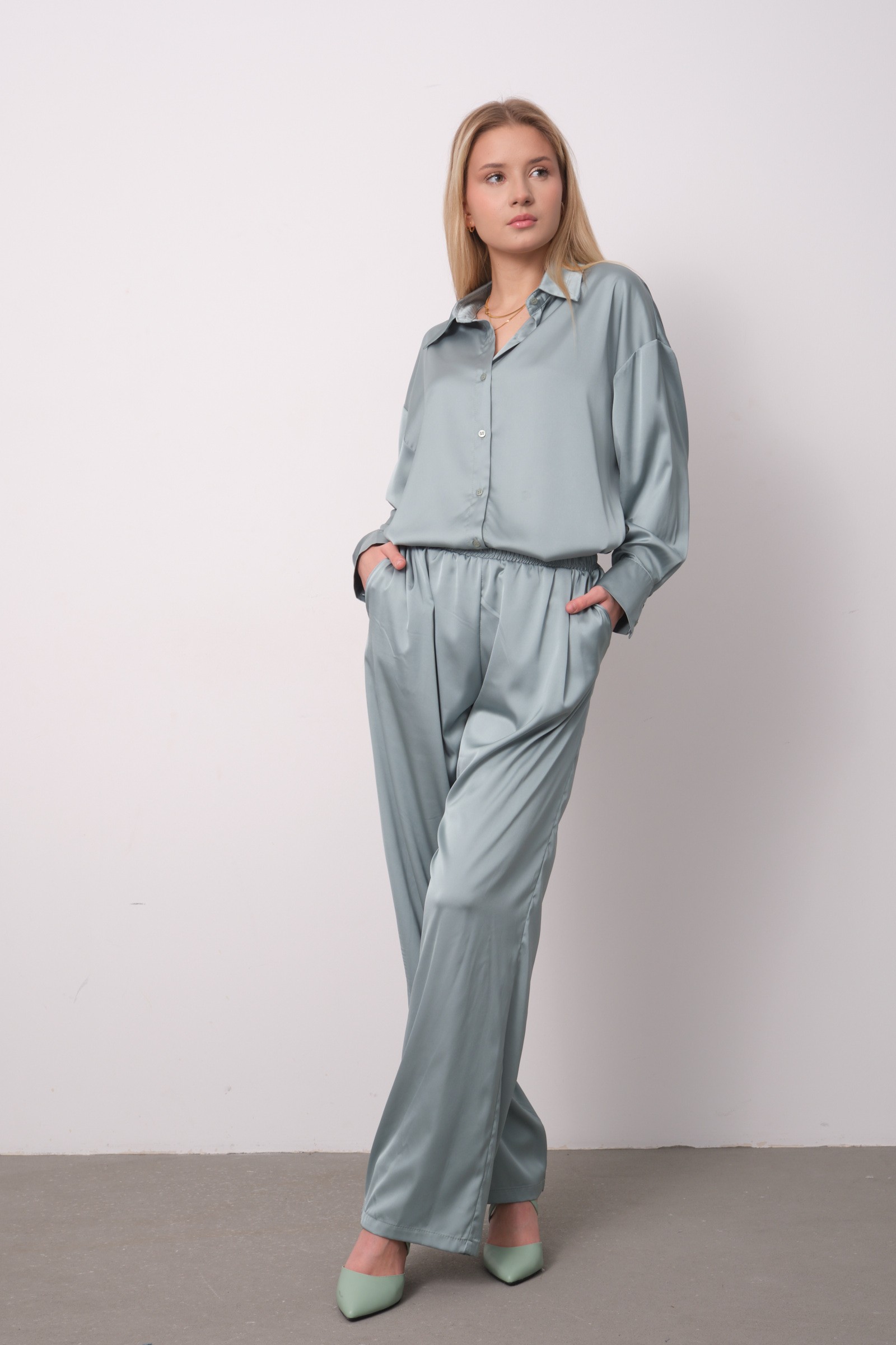 986 Oversize Saten Tunik 