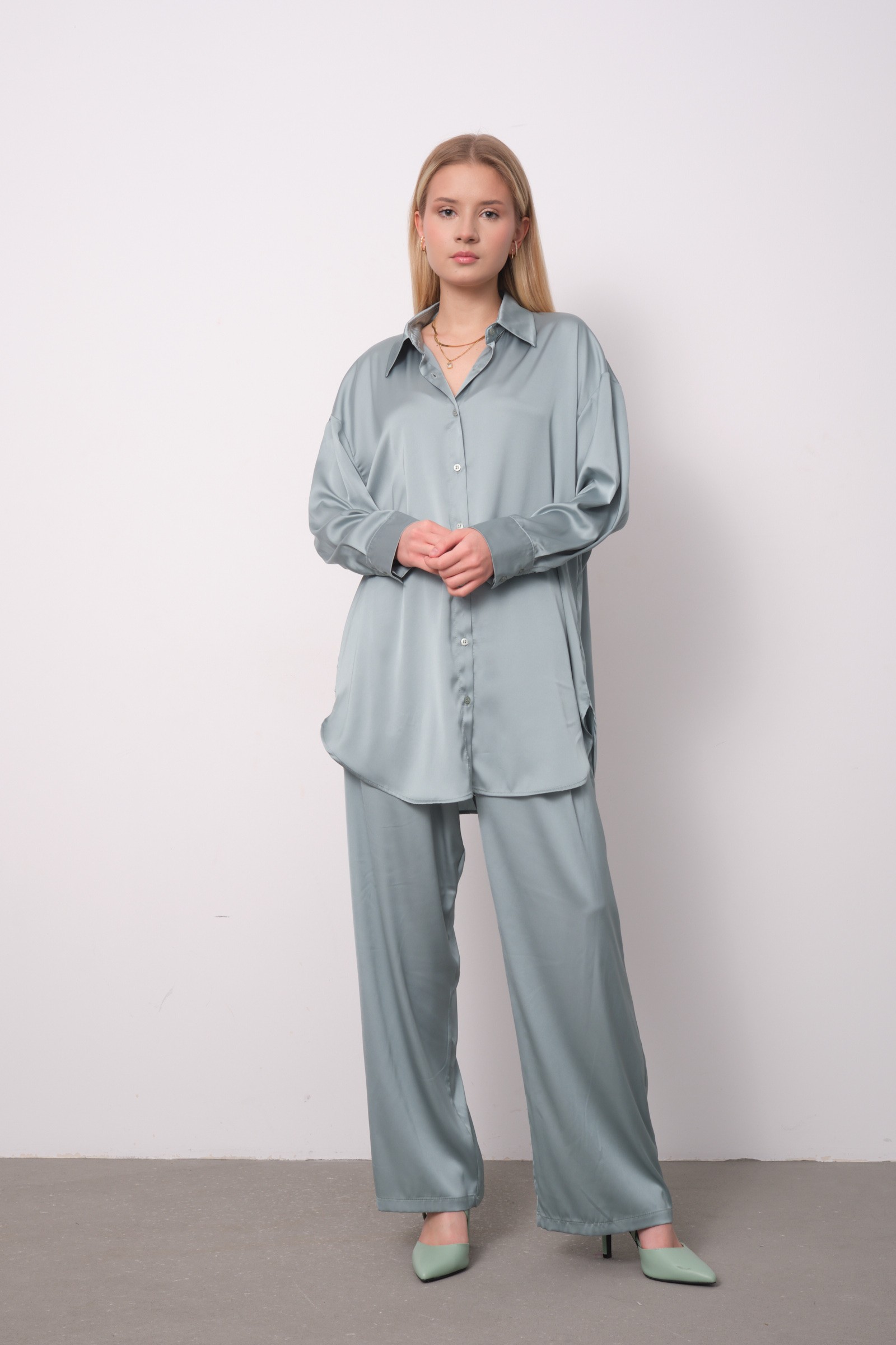 986 Oversize Saten Tunik 