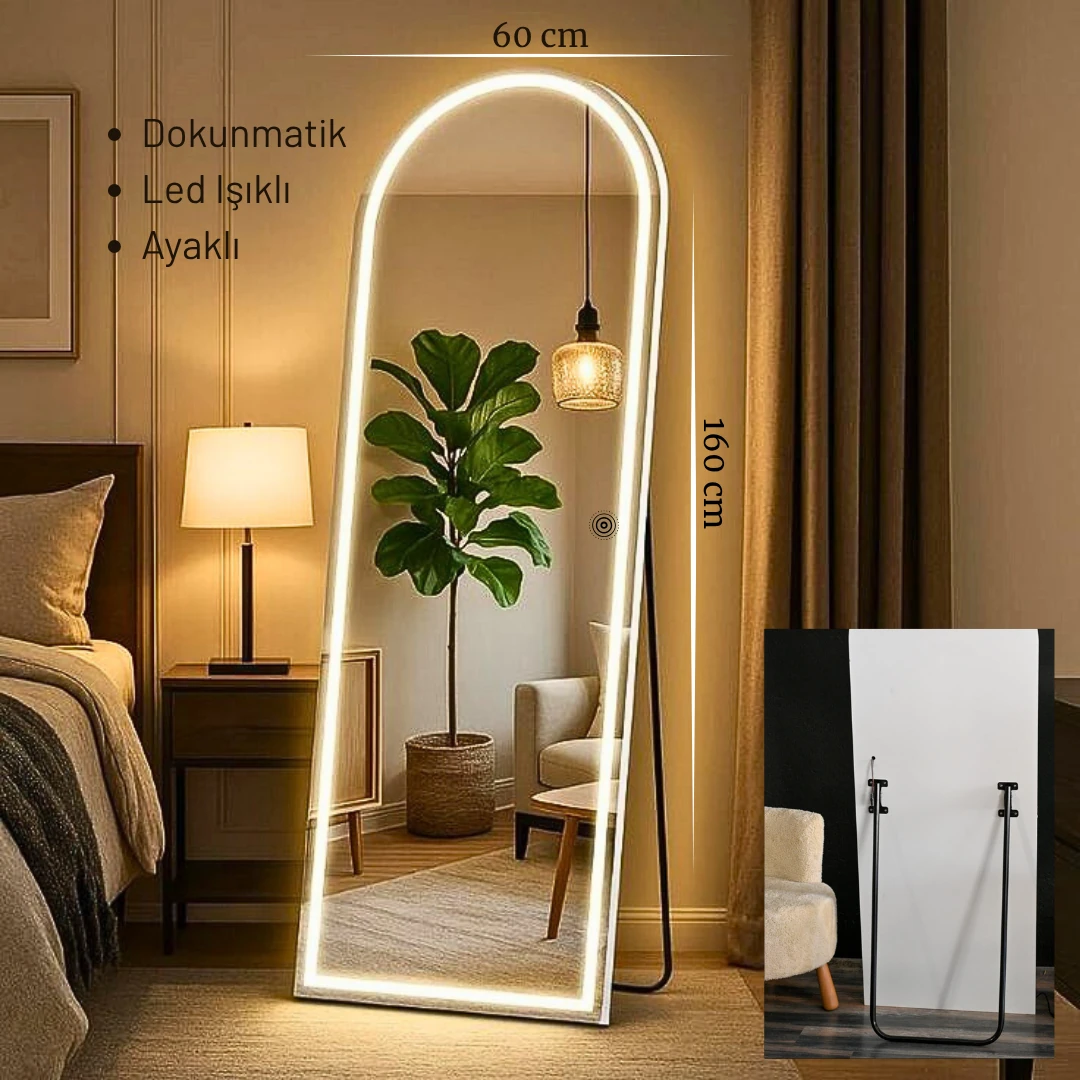 Led Işıklı Ayaklı Boy Aynası 