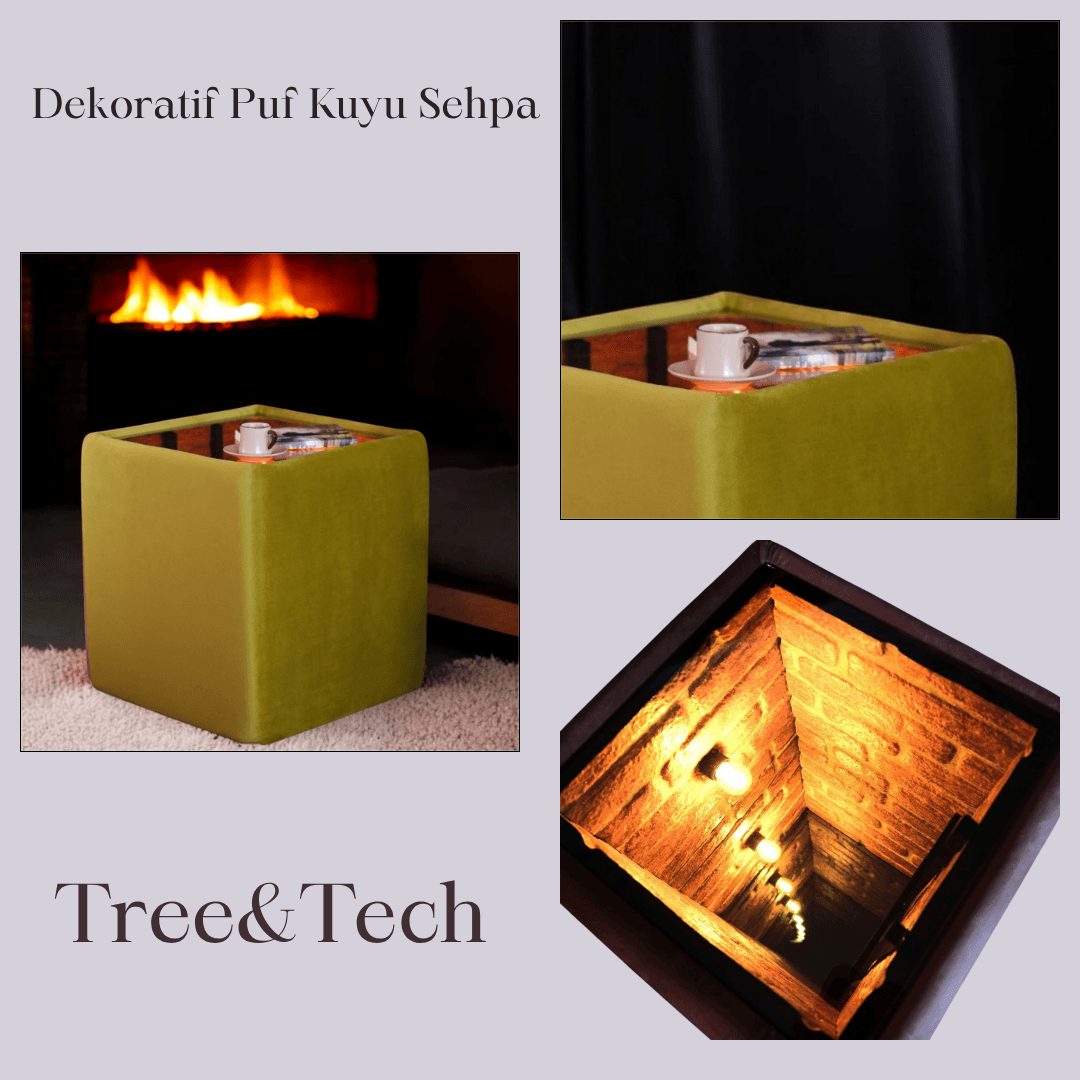 Puf Kuyu Sehpa (Hardal)