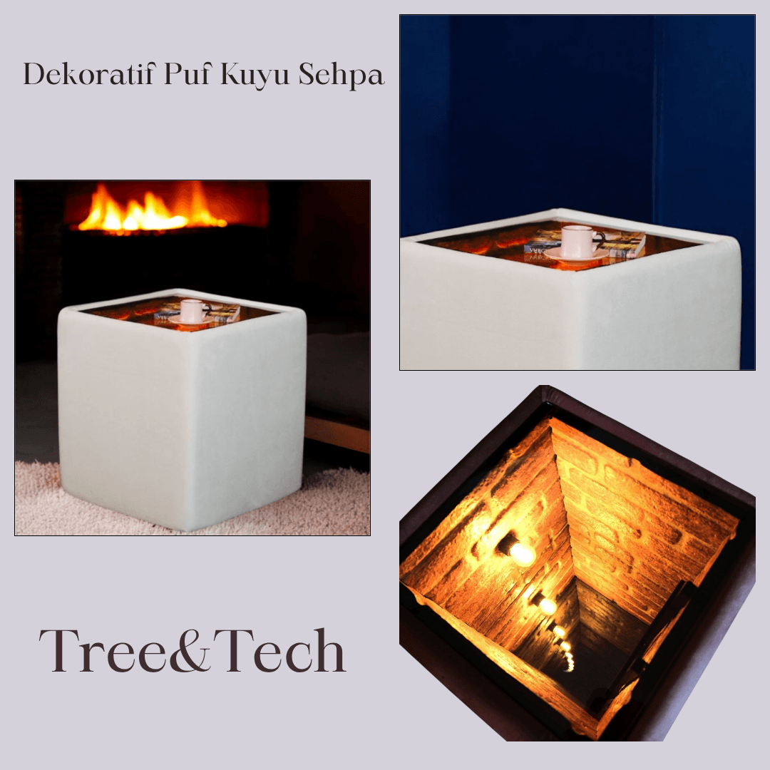 Puf Kuyu Sehpa (Krem)