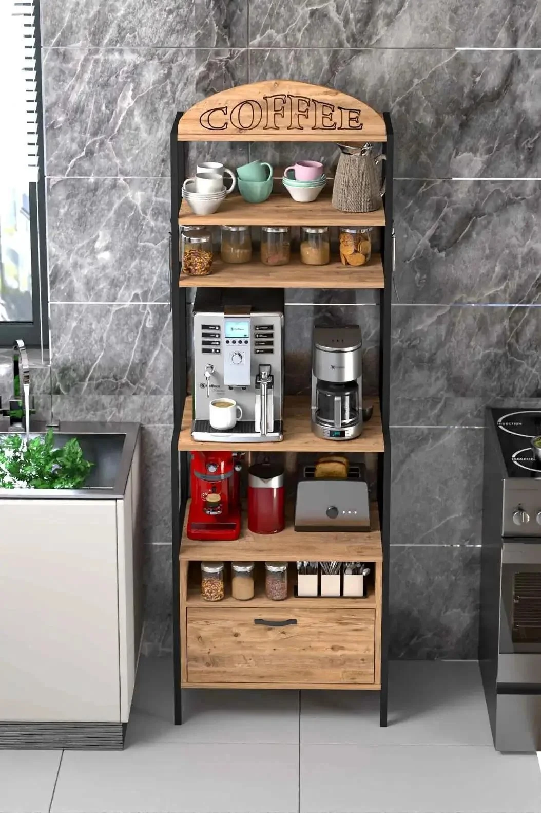 Çok Amaçlı Kahve ve Mutfak Rafı