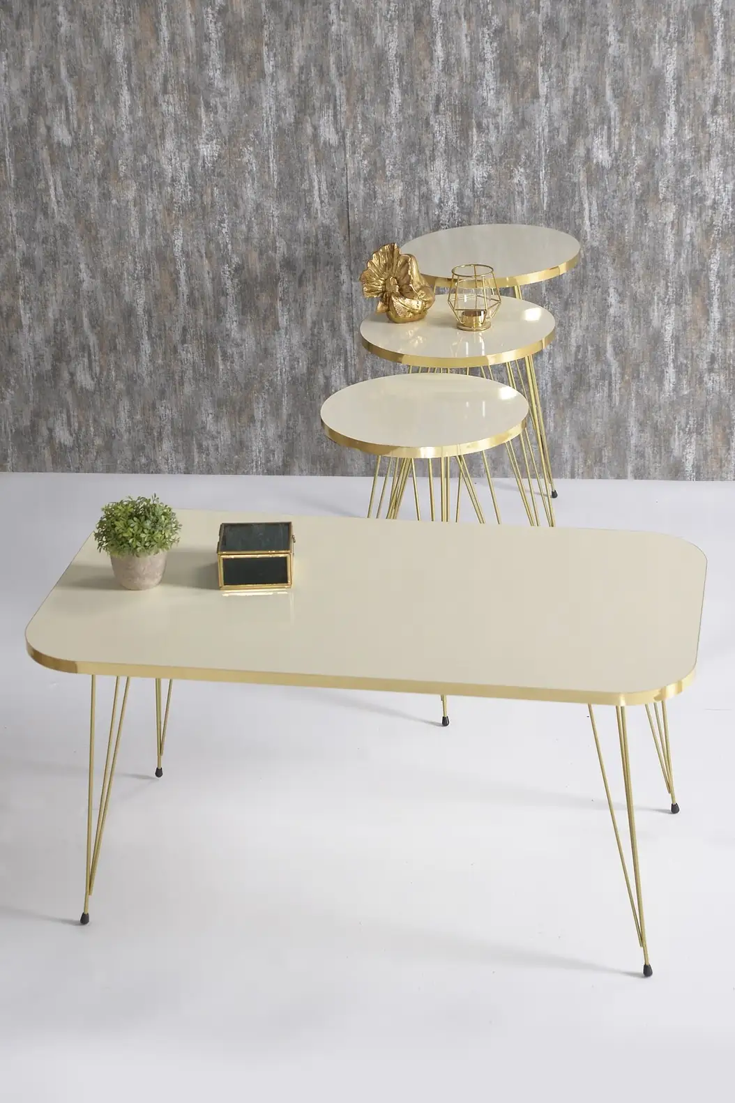 Altın Tel Zigon Sehpa Seti 