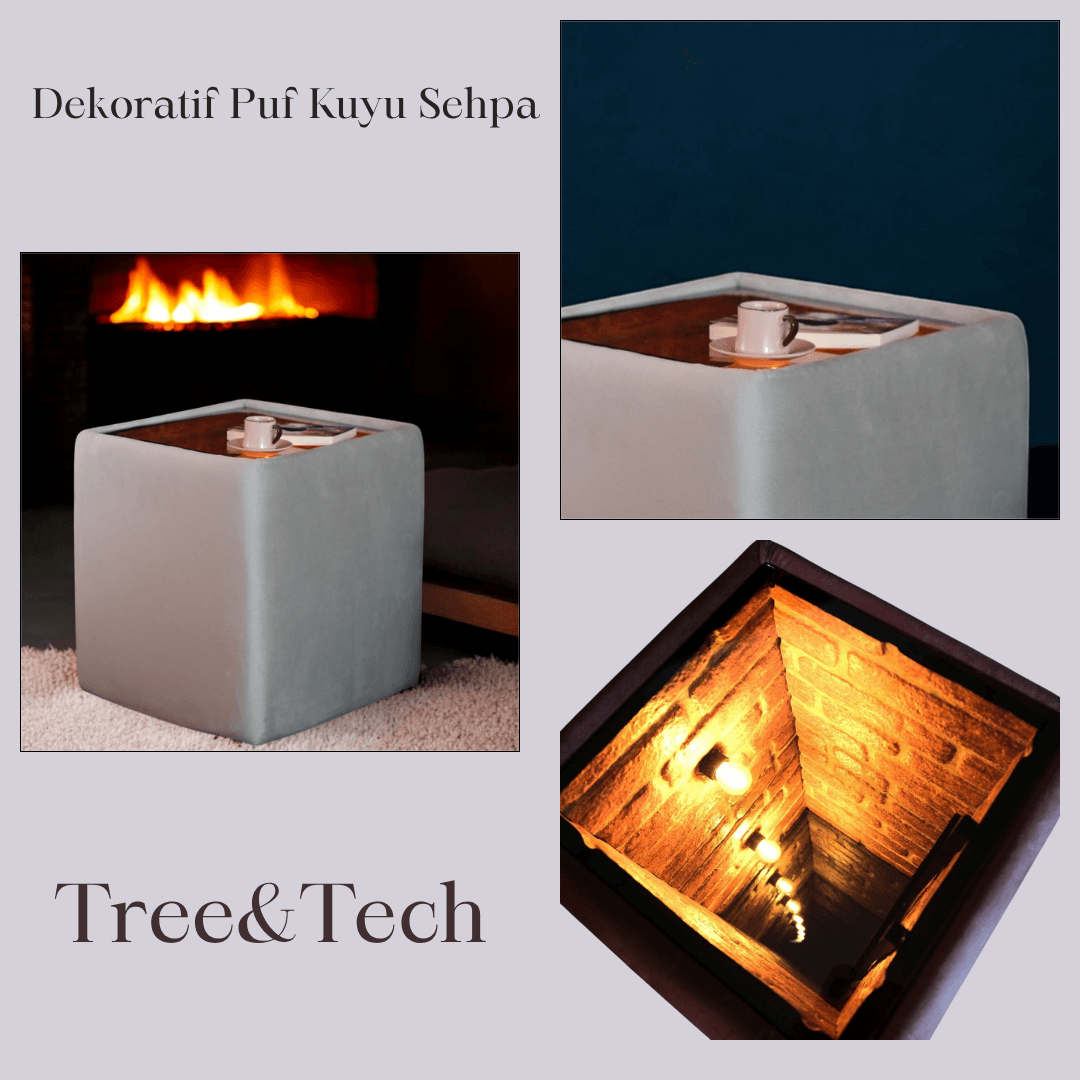 Puf Kuyu Sehpa (Gri)