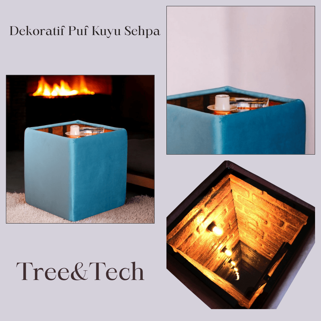 Puf Kuyu Sehpa (Mavi)