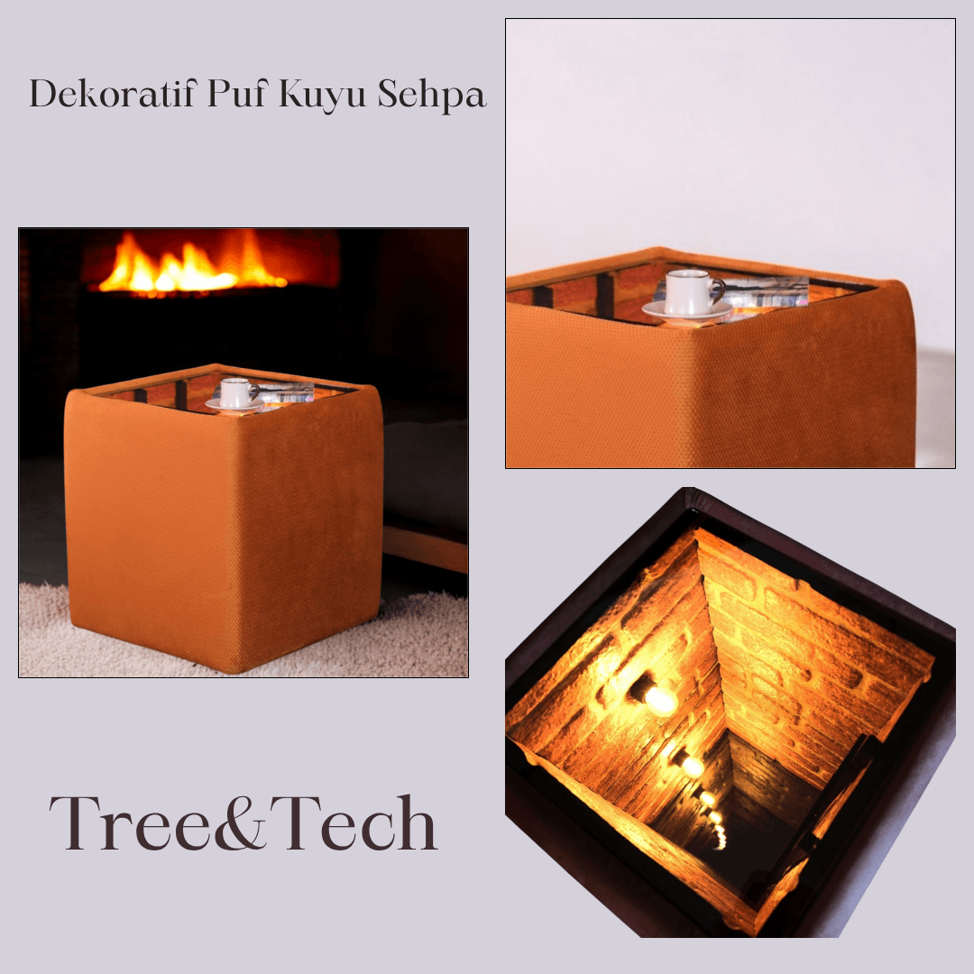 Puf Kuyu Sehpa (Turuncu)