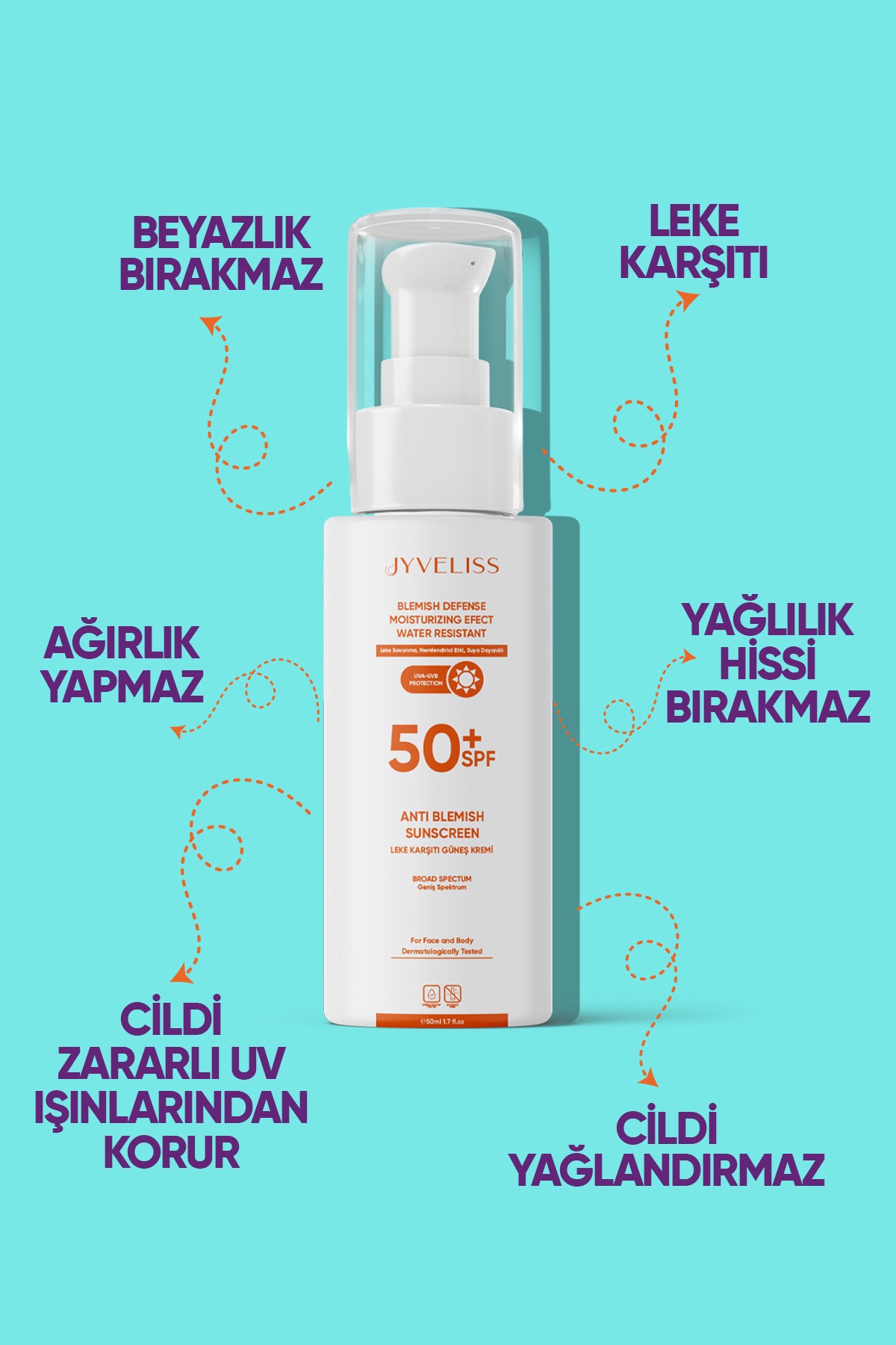 Leke Karşıtı Tüm Cilt Tipleri İçin Yüksek Korumalı Spf 50 Güneş Kremi