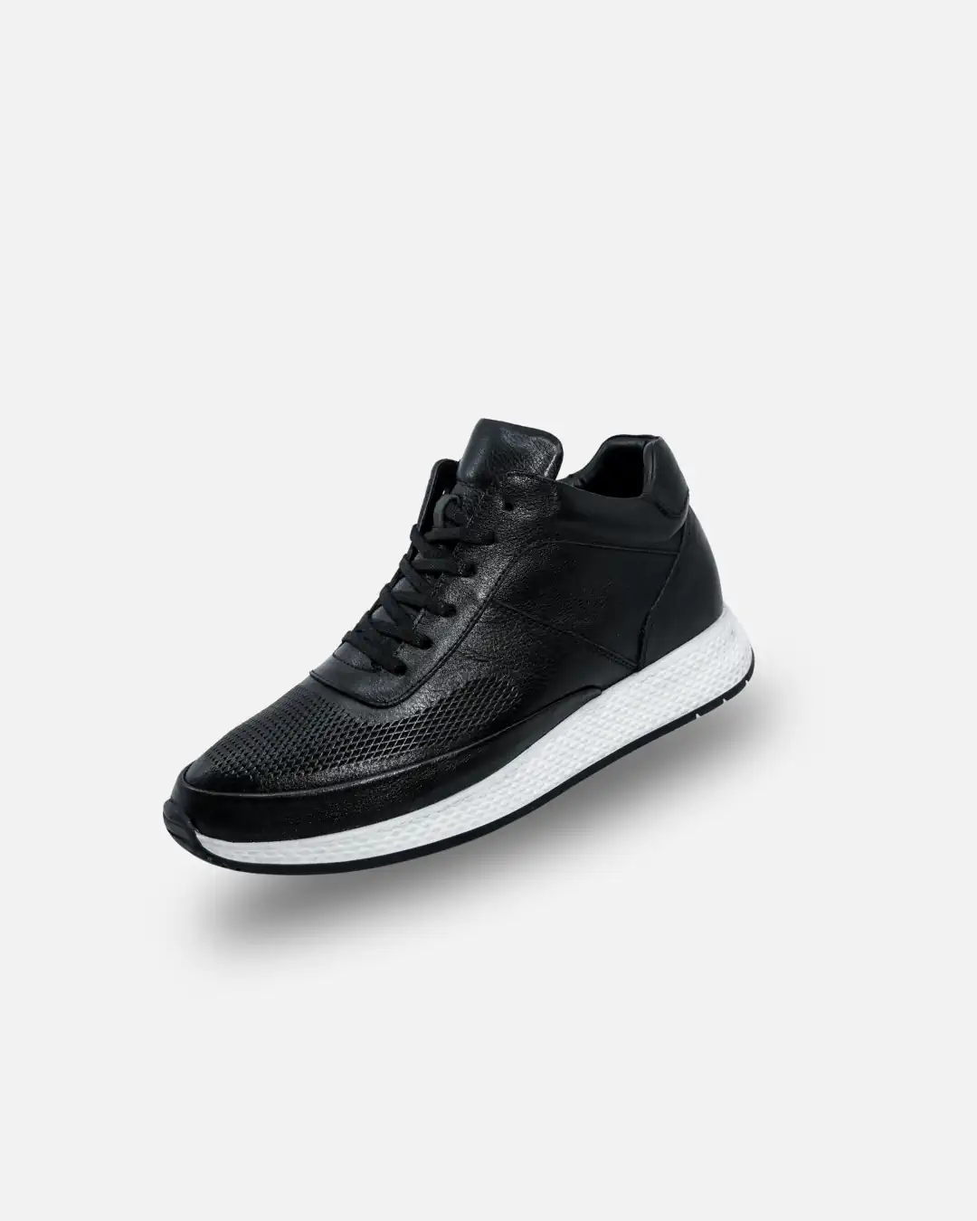 ZİRVE DERİ SNEAKER +7 CM GİZLİ TABANLI - Siyah