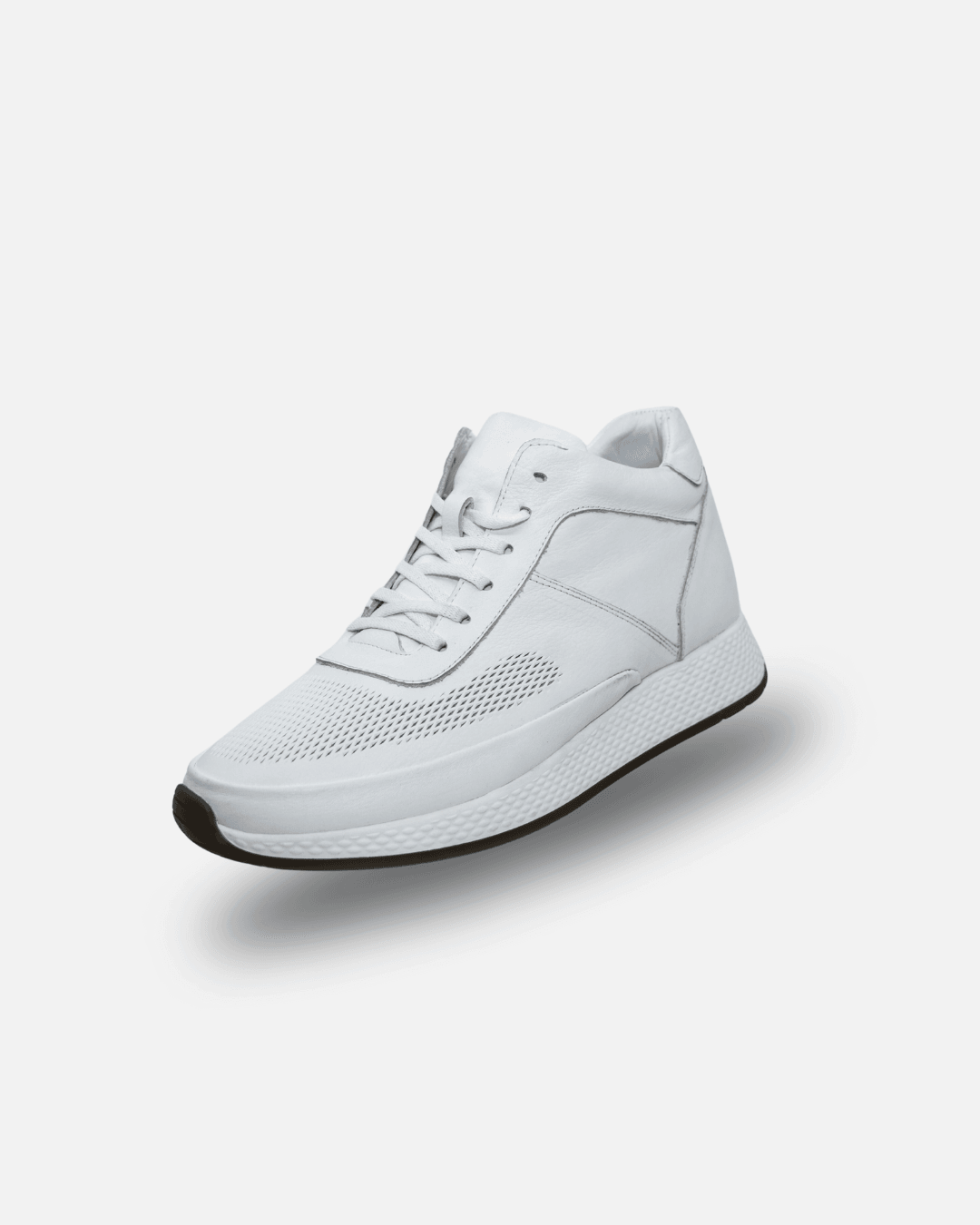 ZİRVE DERİ SNEAKER +7 CM GİZLİ TABANLI - Beyaz