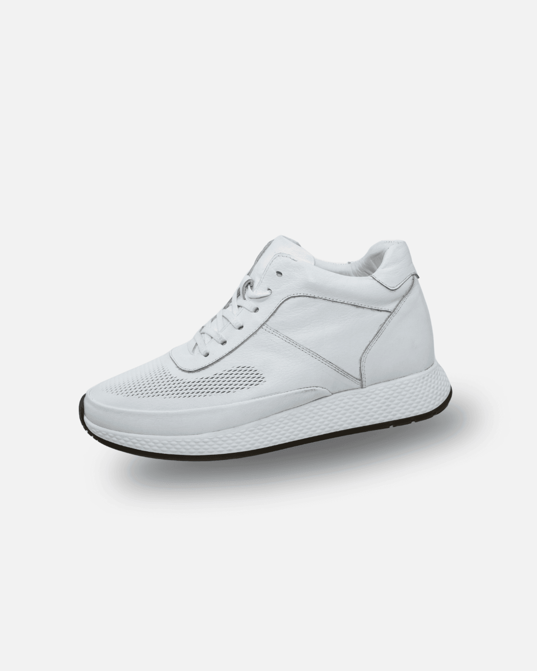 ZİRVE DERİ SNEAKER +7 CM GİZLİ TABANLI - Beyaz