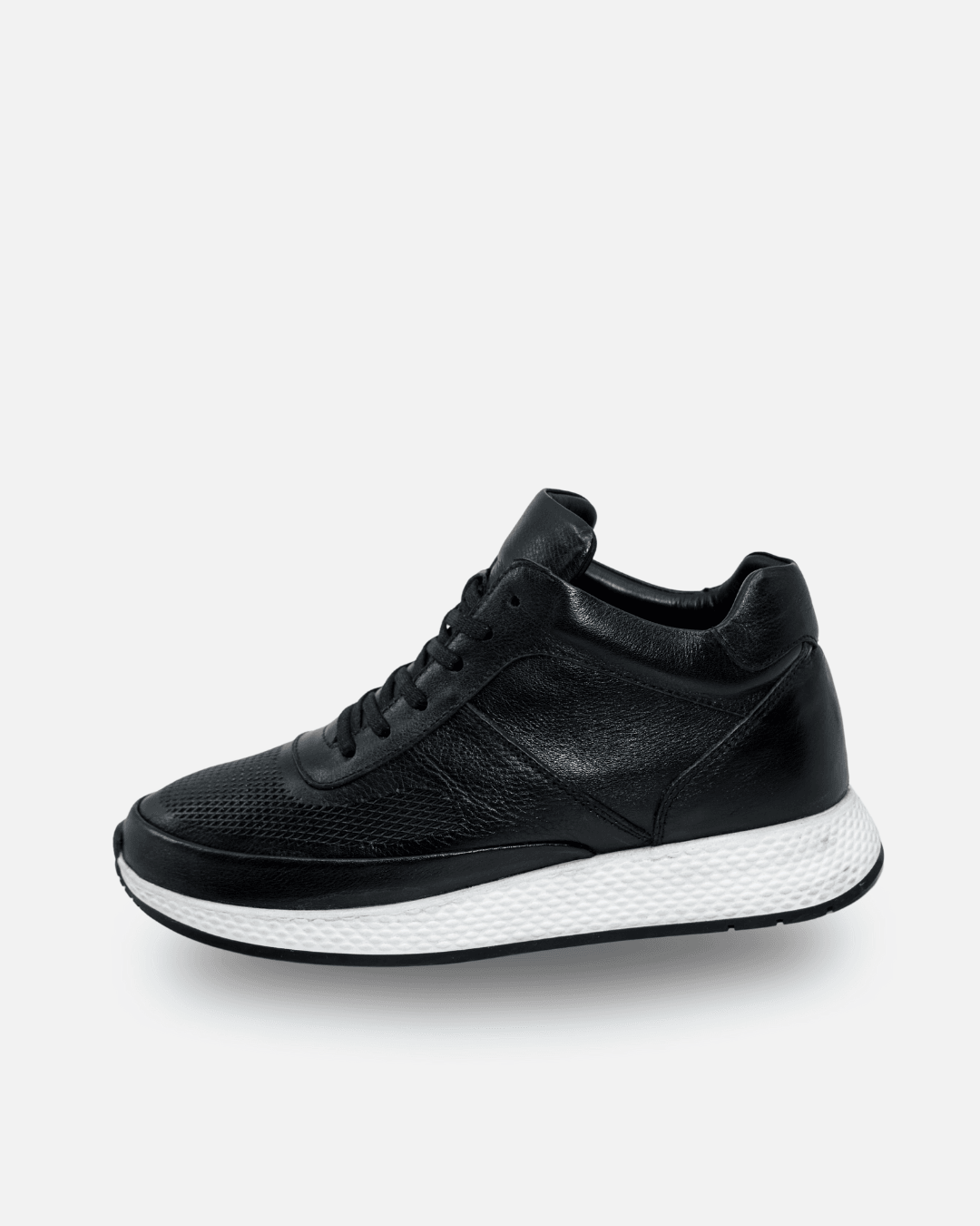 ZİRVE DERİ SNEAKER +7 CM GİZLİ TABANLI - Siyah