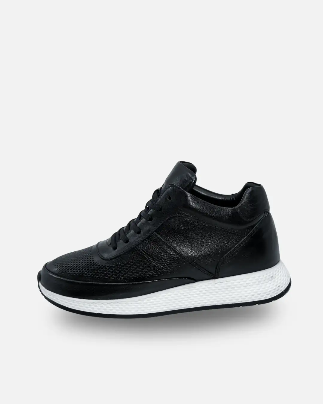 ZİRVE DERİ SNEAKER +7 CM GİZLİ TABANLI - Siyah