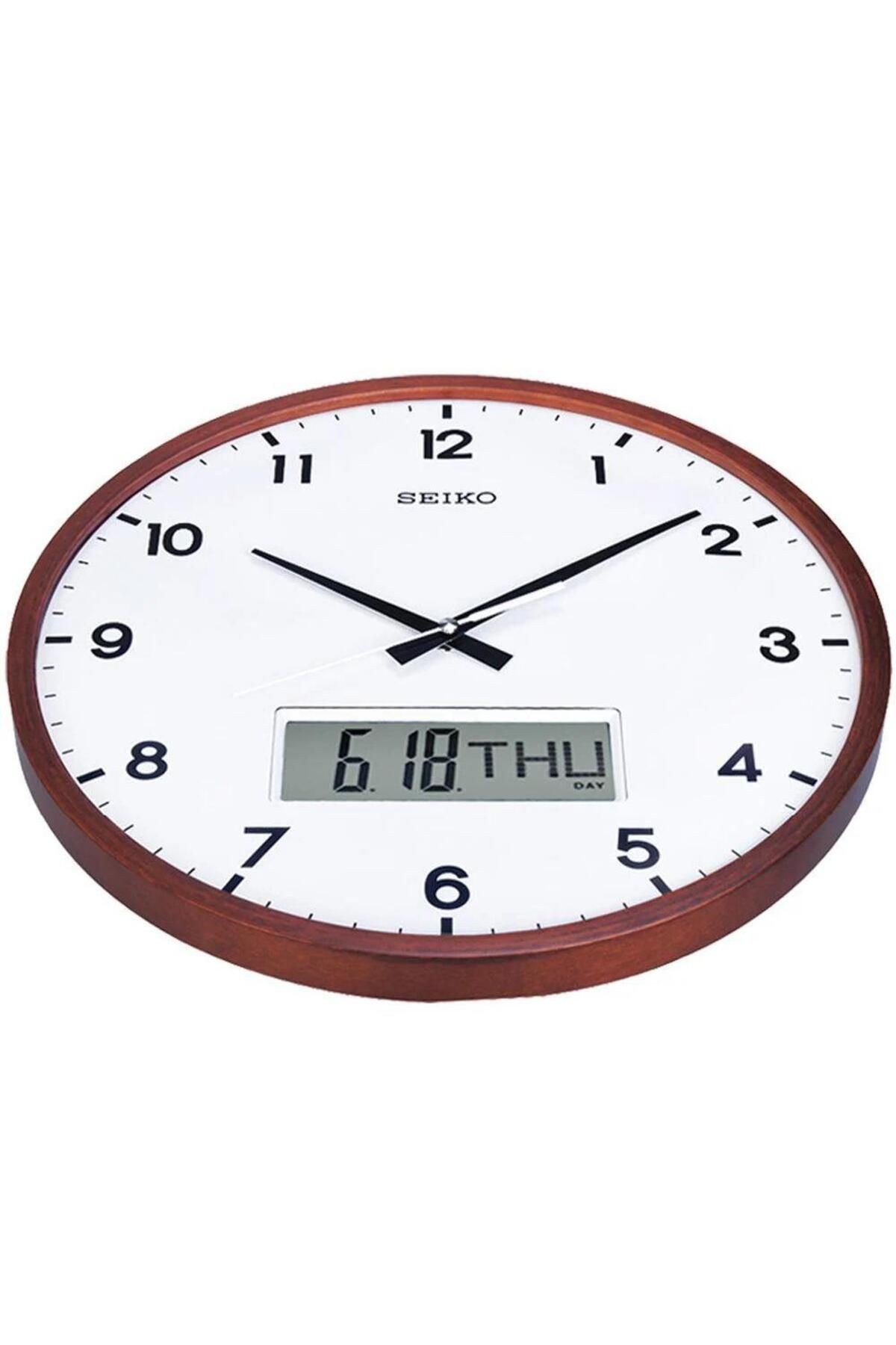 Clock Qxl008b Akçaağaç Ahşap Kasa Dijital Takvimli Duvar Saati