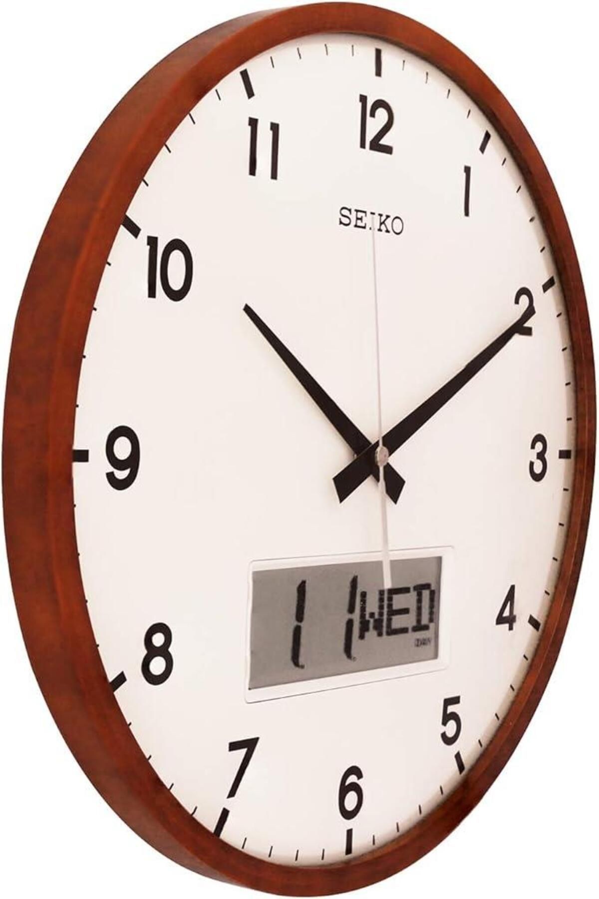 Clock Qxl008b Akçaağaç Ahşap Kasa Dijital Takvimli Duvar Saati