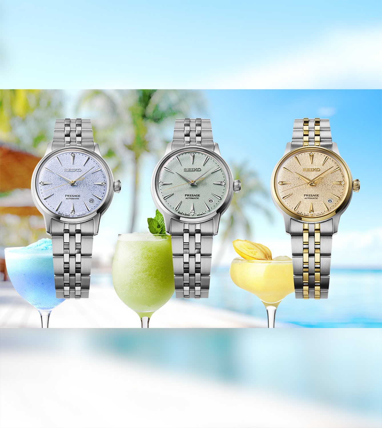 SEIKO PRESAGE SRPL64J ‘Frozen Daiquiri’ Diamond Cocktail Time 34mm