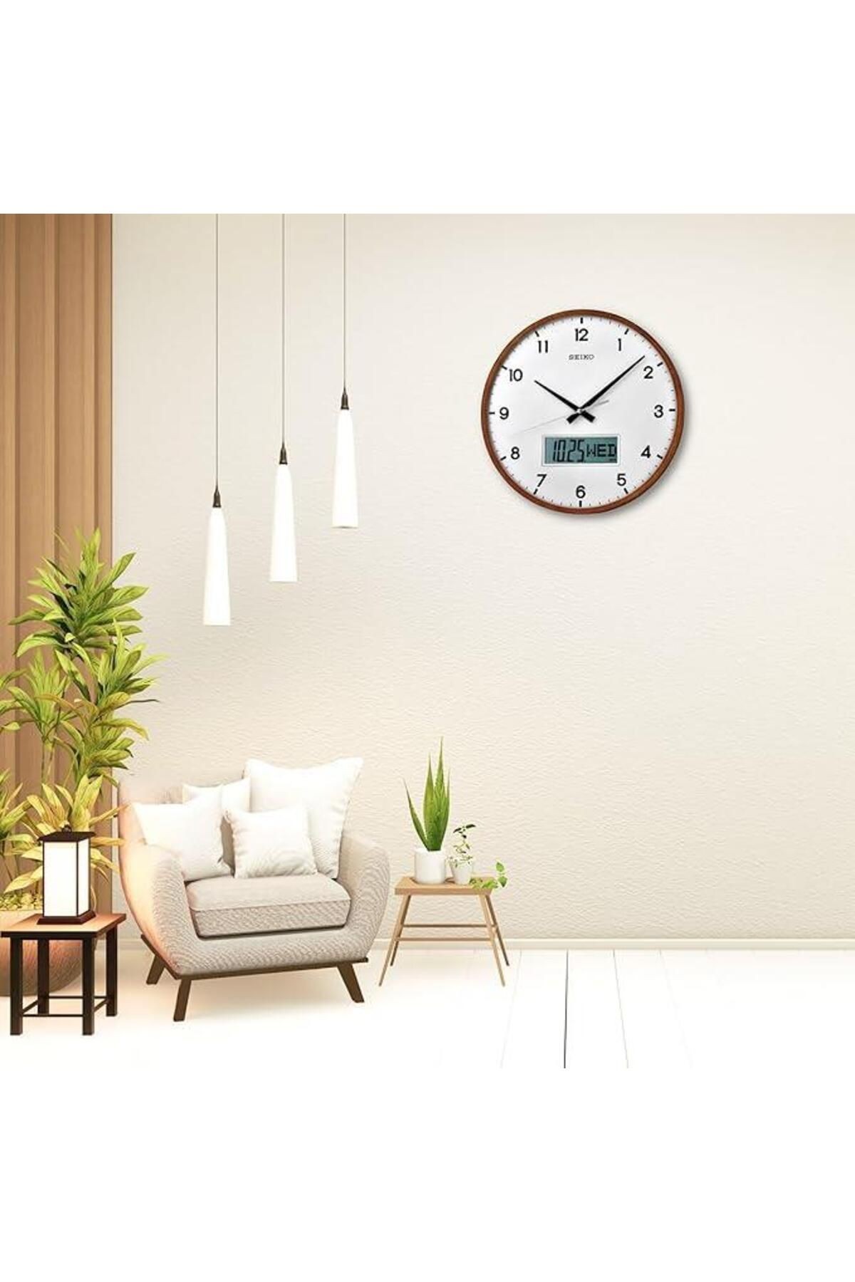Clock Qxl008b Akçaağaç Ahşap Kasa Dijital Takvimli Duvar Saati