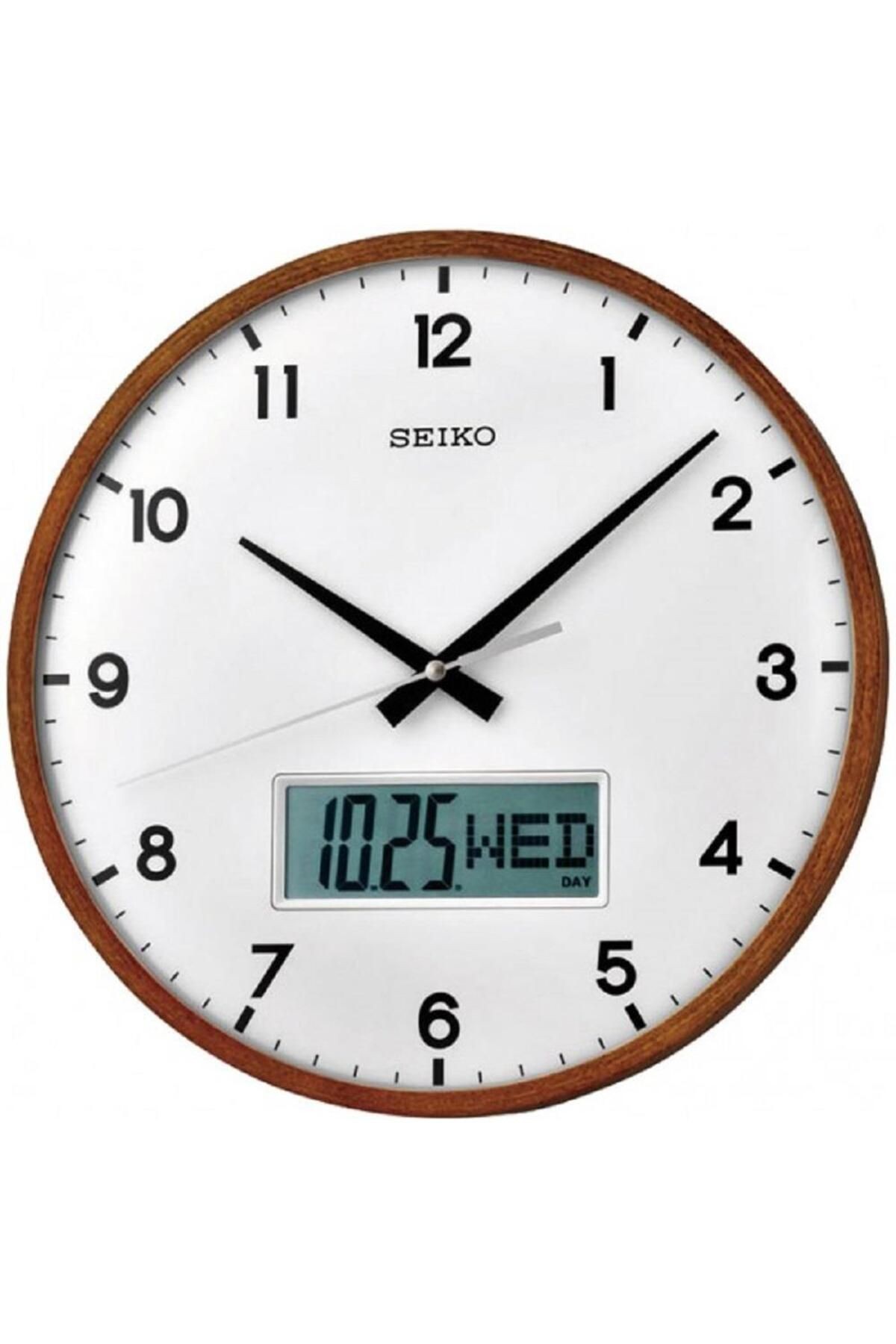 Clock Qxl008b Akçaağaç Ahşap Kasa Dijital Takvimli Duvar Saati