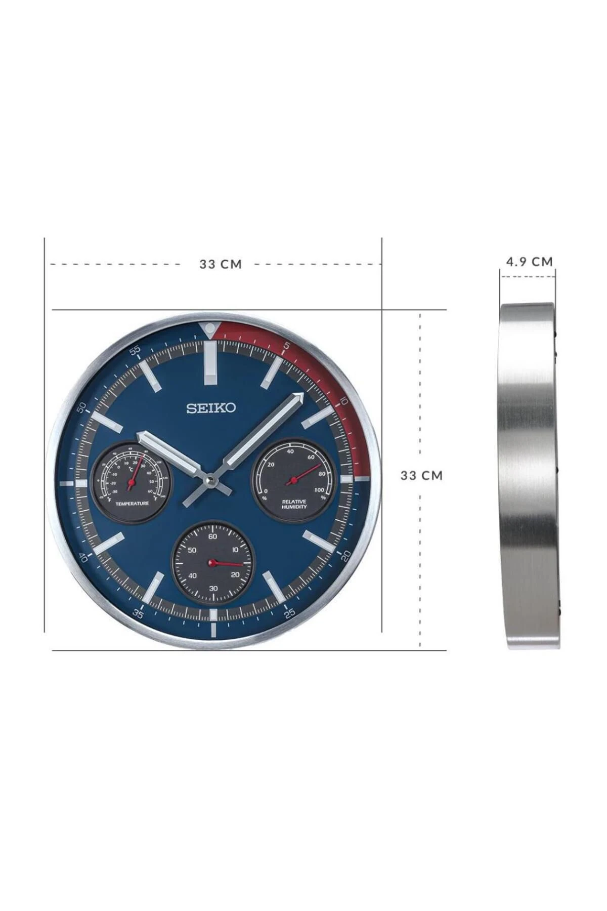 QXA822S ALÜMİNYUM KASA TERMOMETRE VE NEMÖLÇER DUVAR SAATİ