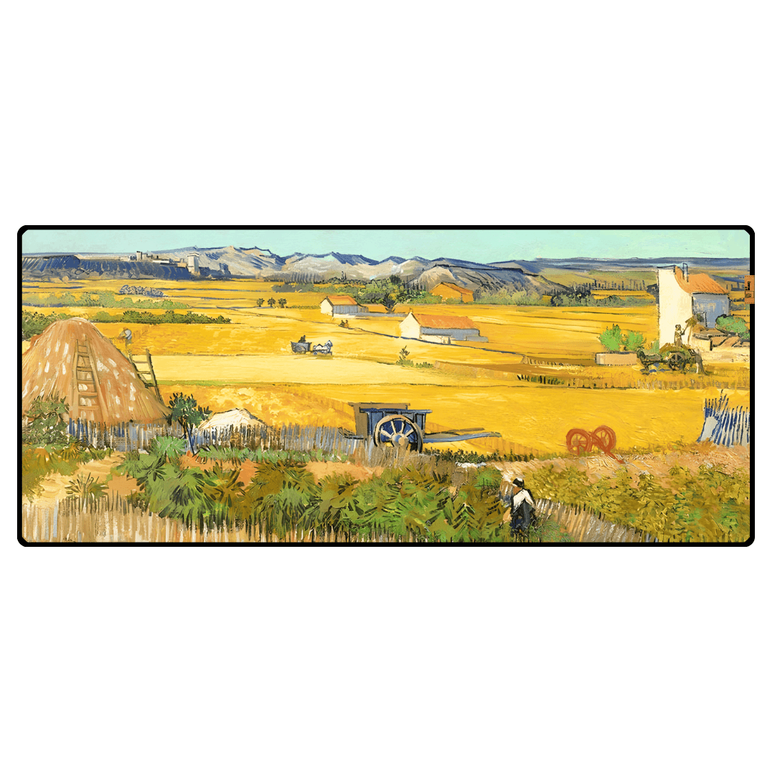 Mavi Arabalı Hasat Zamanı (A Harvest Landscape with Blue Cart) - Vincent van Gogh - Mouse Pad & Masa Matı