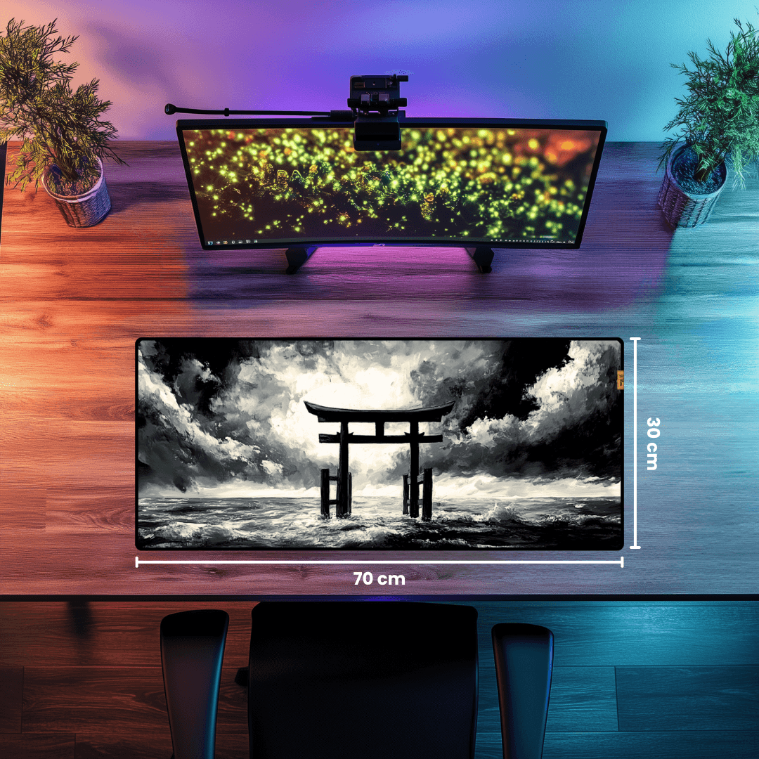 Torii Gate in the Ocean - Mouse Pad & Desk Mat