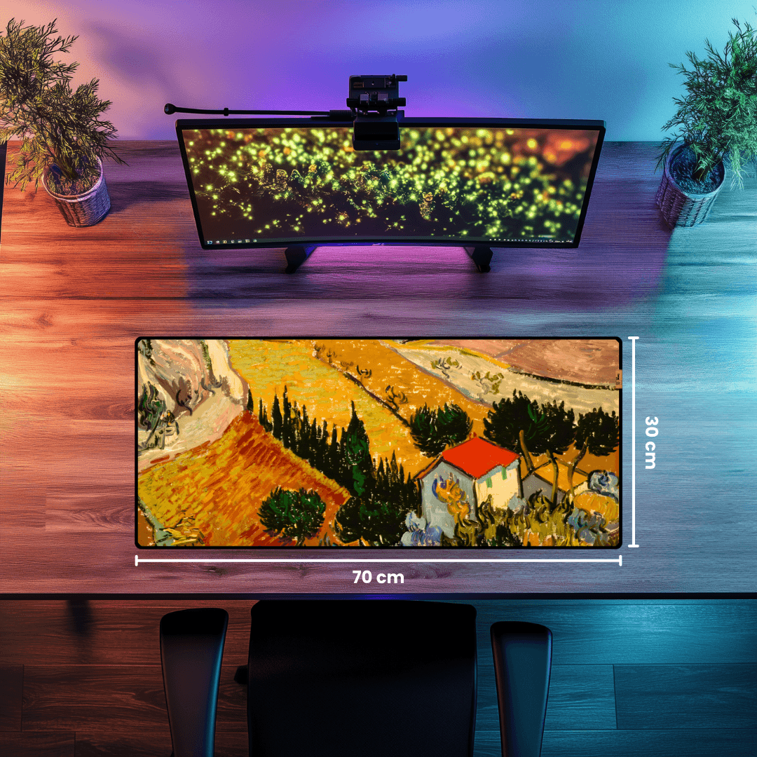 Ev ve Çiftçi ile Kır Manzarası  (Landscape with House and Ploughman) - Vincent van Gogh - Mouse Pad & Masa Matı