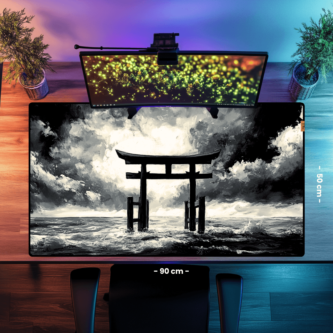 Torii Gate in the Ocean - Mouse Pad & Desk Mat