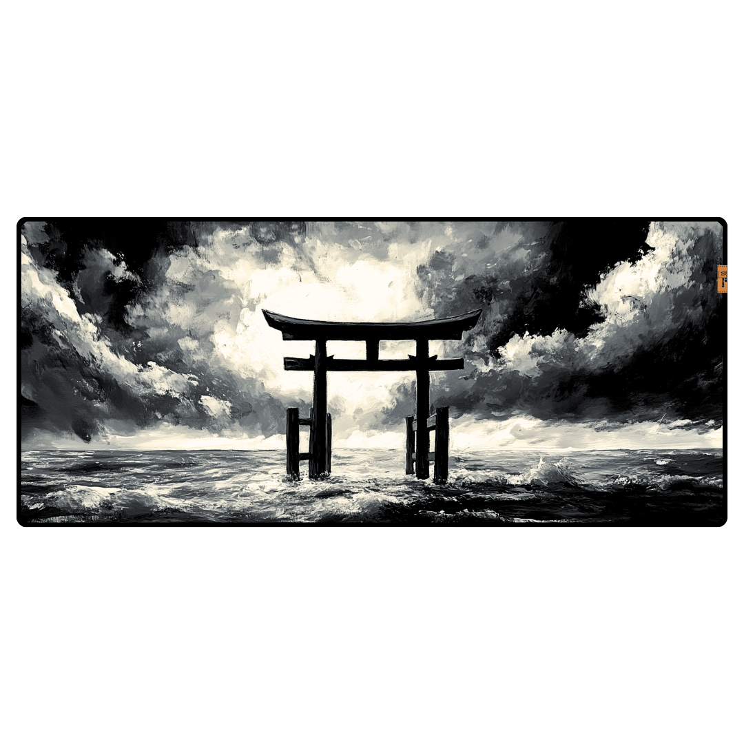 Torii Gate in the Ocean - Mouse Pad & Desk Mat