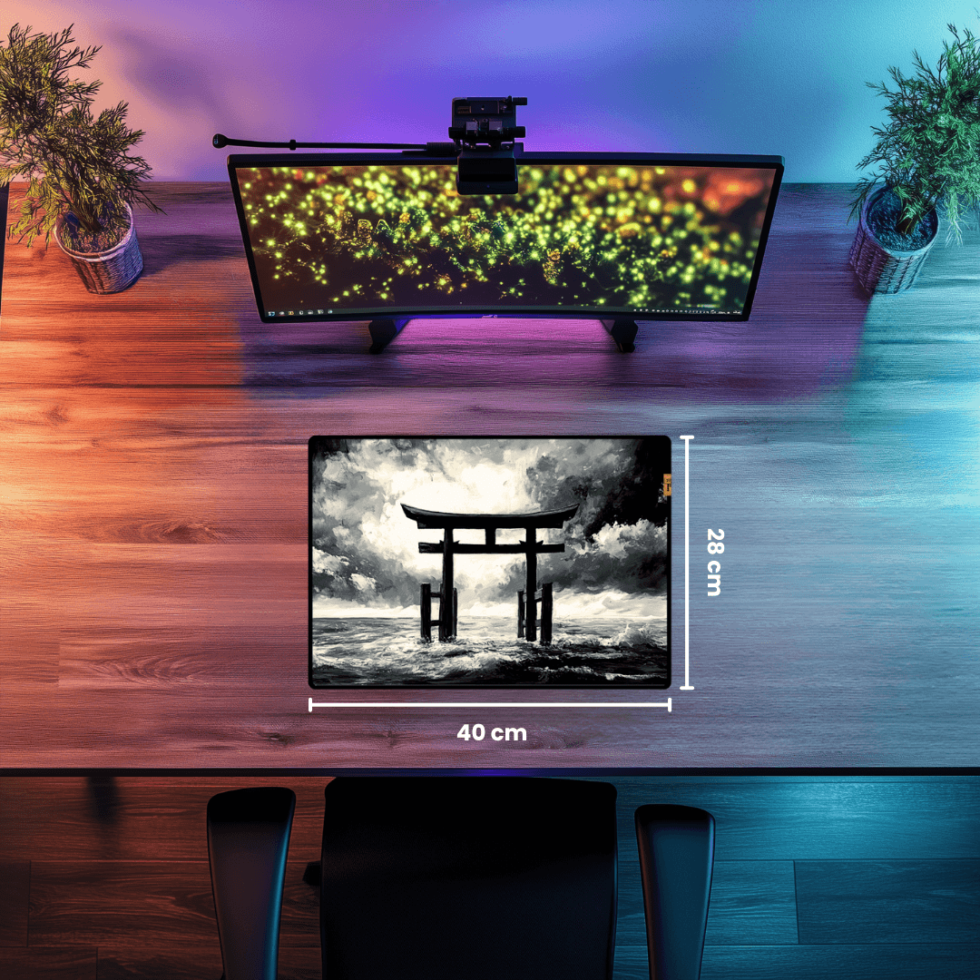 Torii Gate in the Ocean - Mouse Pad & Desk Mat