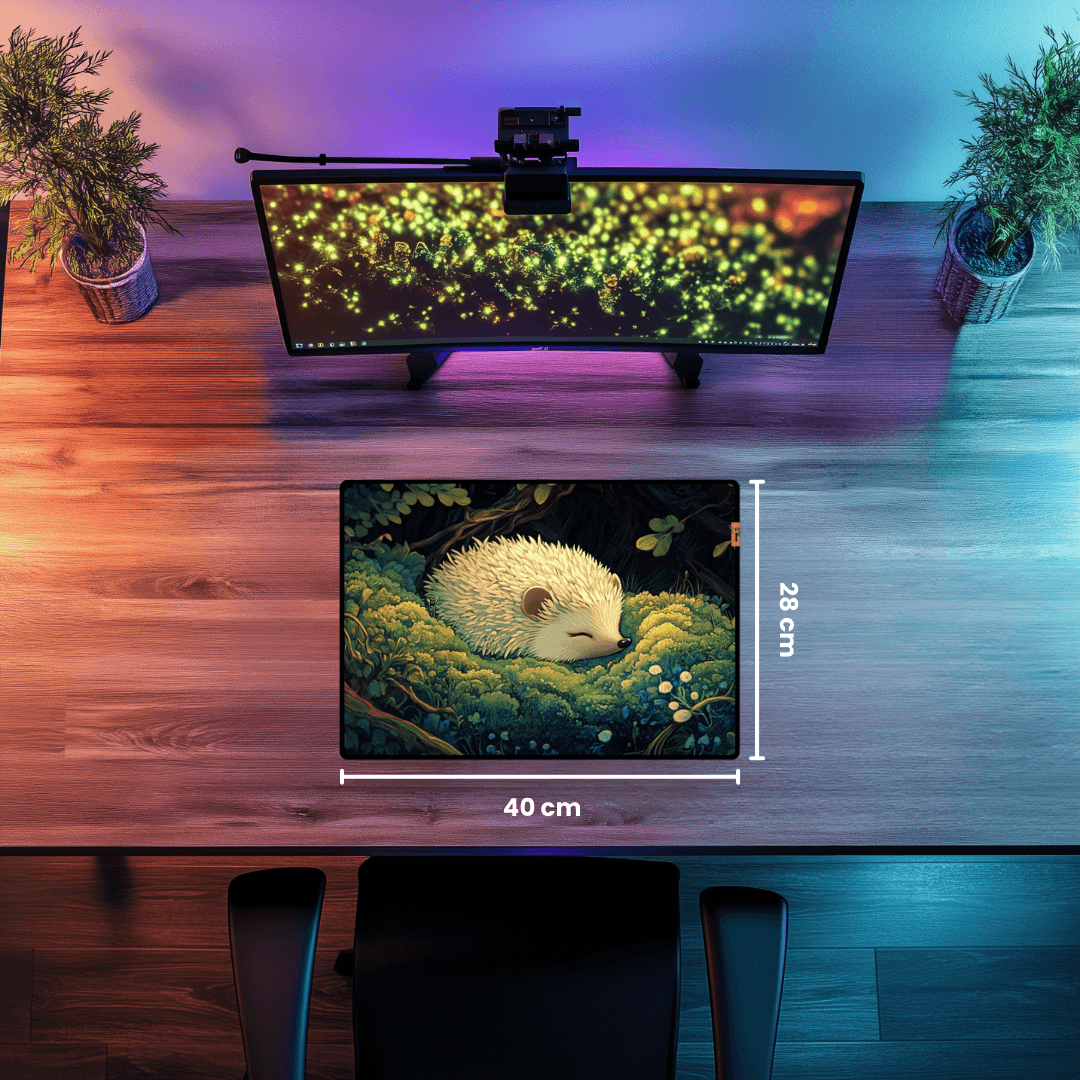 White Hedgehog - Mouse Pad & Desk Mat