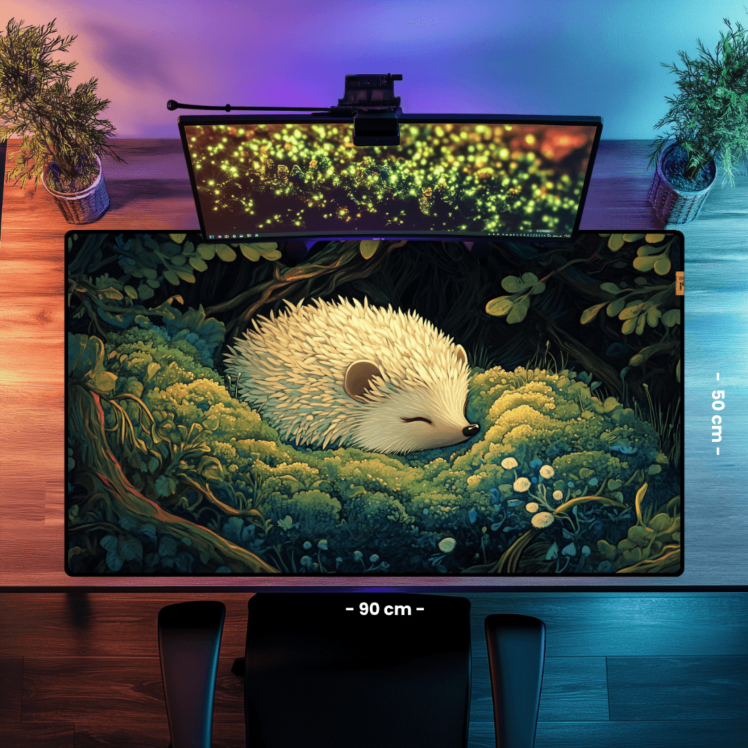 White Hedgehog - Mouse Pad & Desk Mat