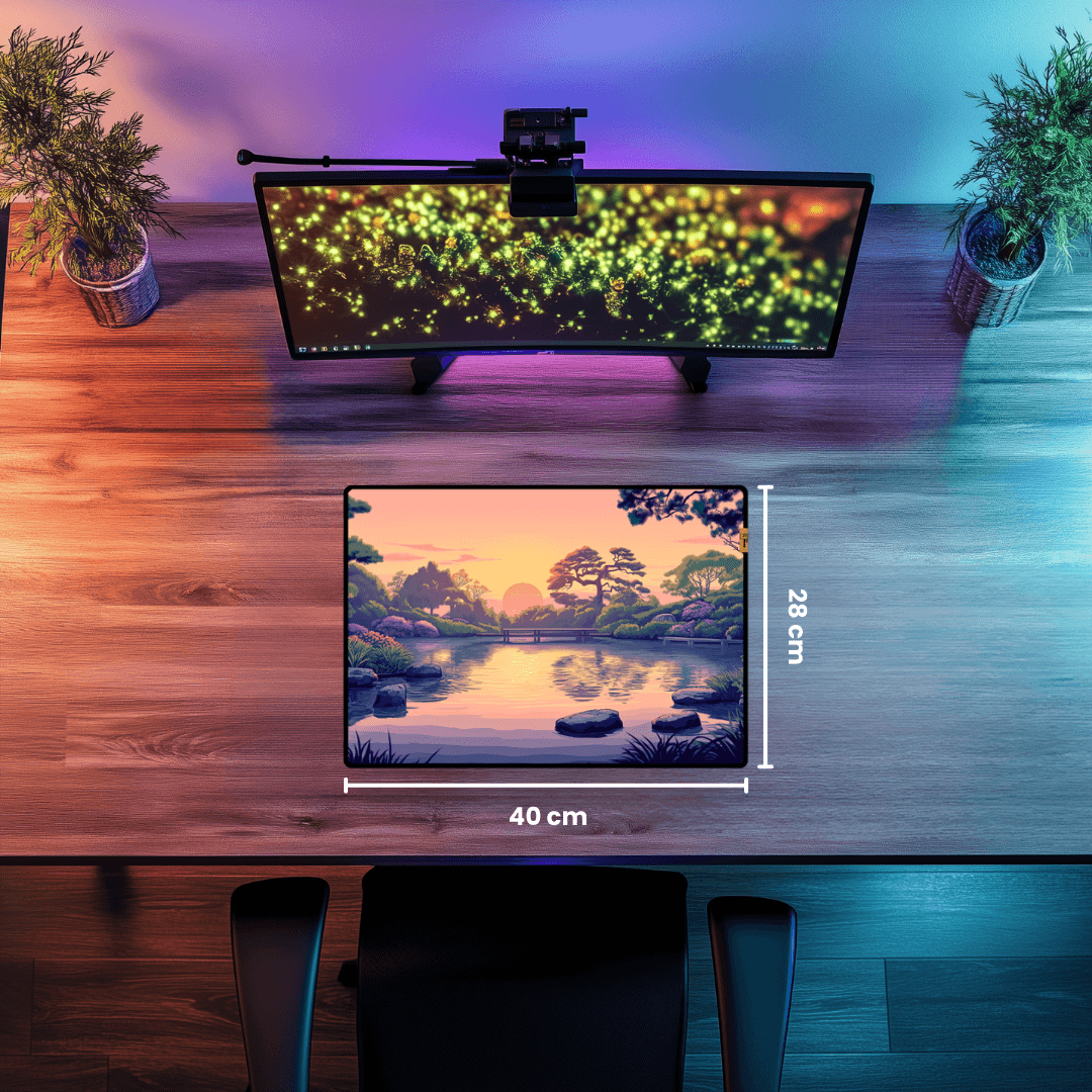 Japanese Garden at Sunset - Mouse Pad & Desk Mat