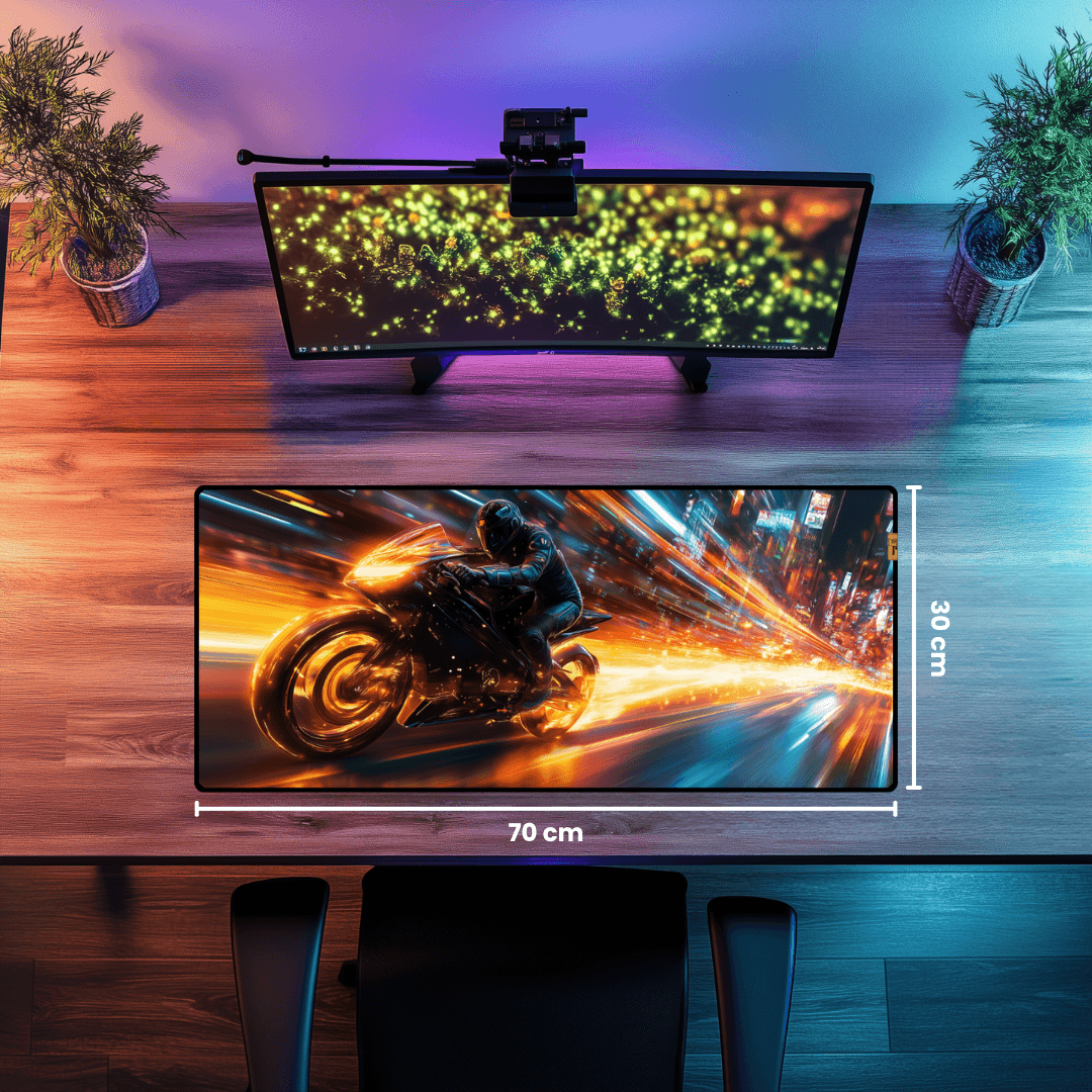 Neon Motorbike - Mouse Pad & Masa Matı