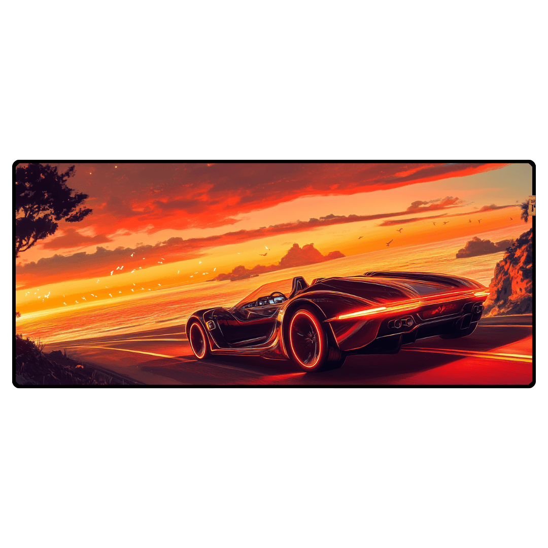 Sunset and Car - Mouse Pad & Masa Matı