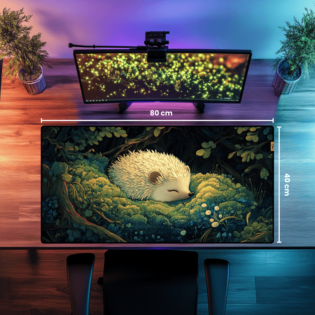 White Hedgehog - Mouse Pad & Desk Mat