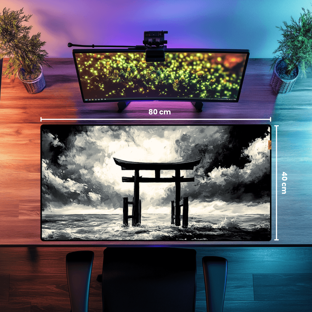 Torii Gate in the Ocean - Mouse Pad & Desk Mat